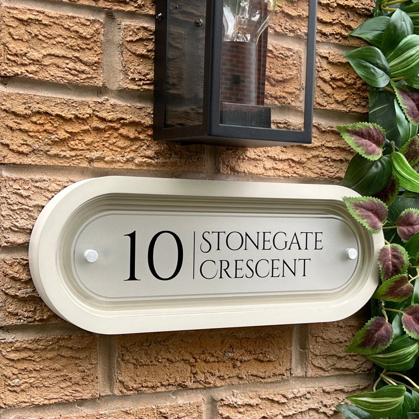 Signature Ovum | Personalised Designer House Sign with Acrylic Front & Cast Stone Coffered Back