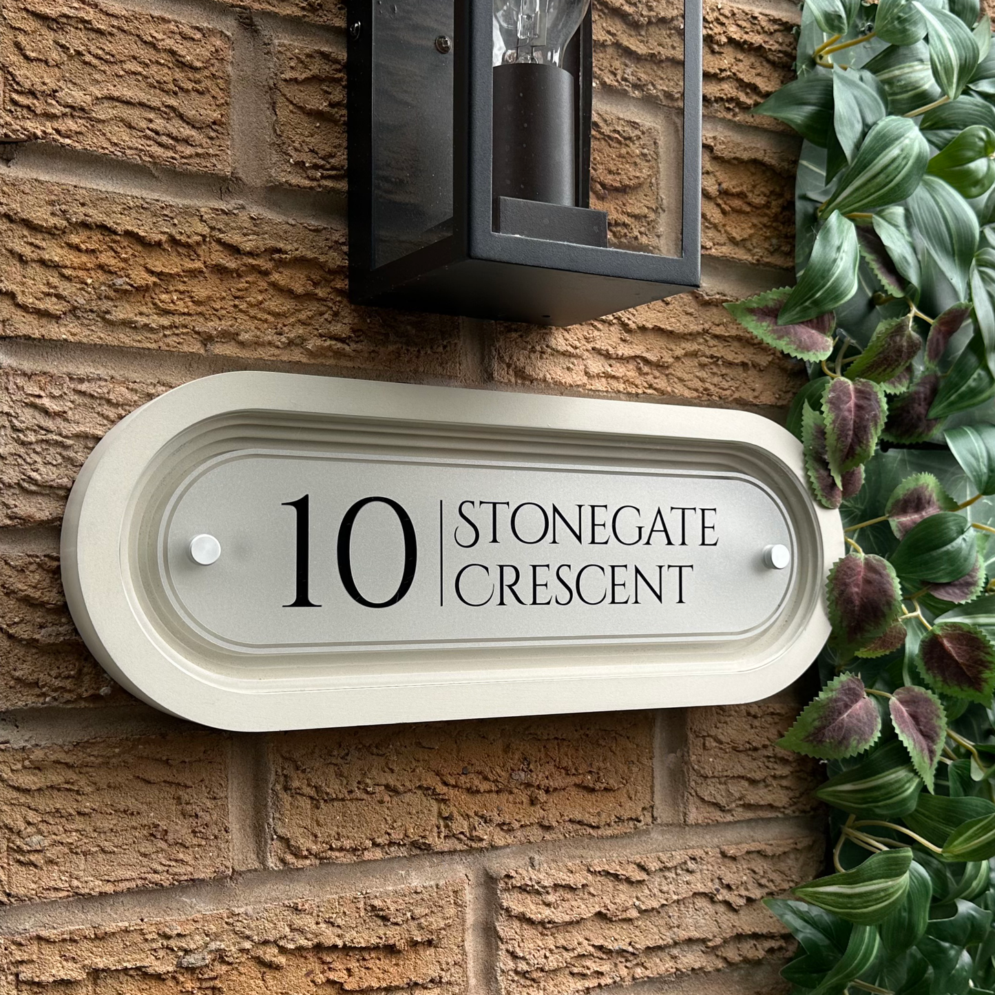 Signature Stadium | Personalised Designer House Sign with Acrylic Front & Portland Stone Coffered Back