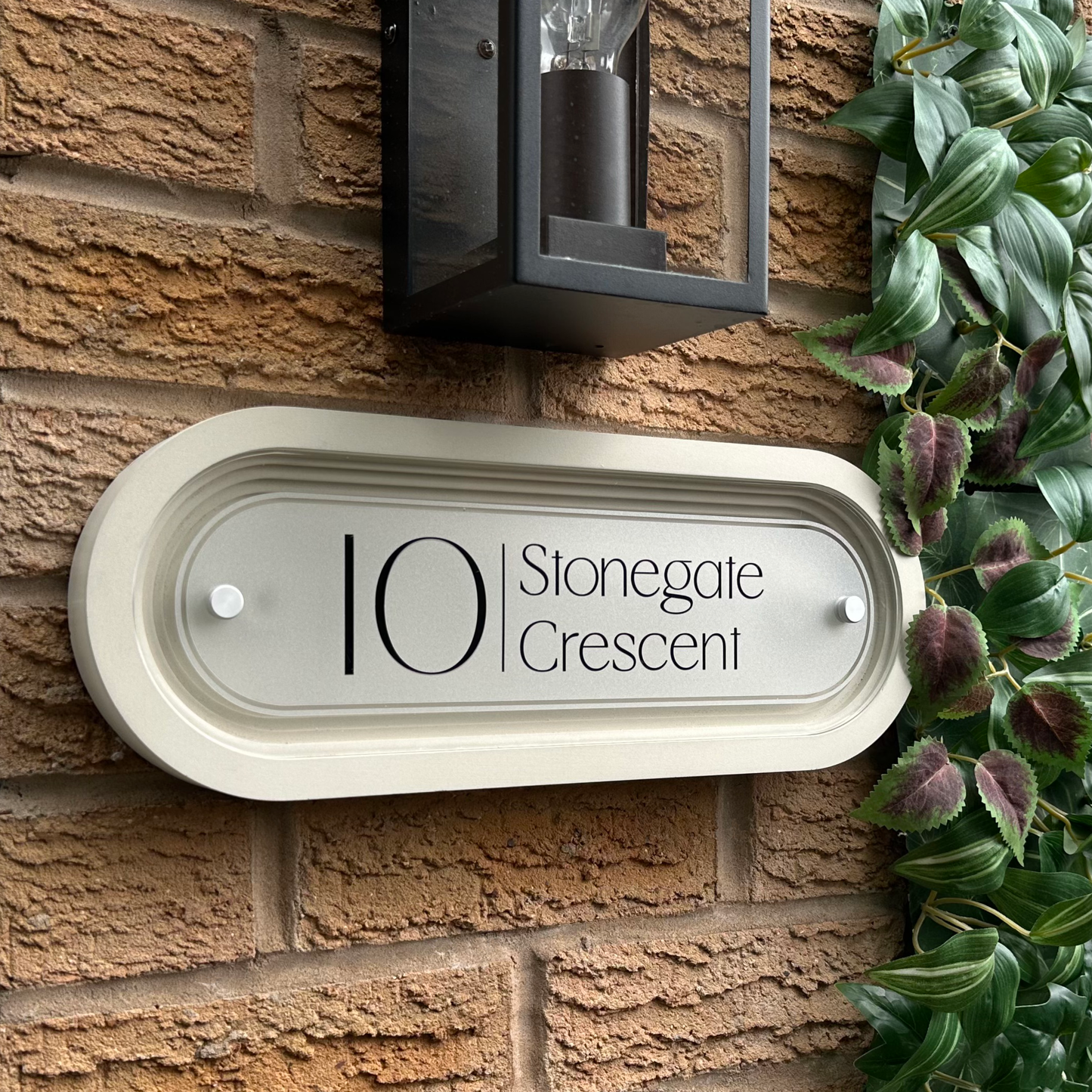 Signature Stadium | Personalised Designer House Sign with Acrylic Front & Portland Stone Coffered Back
