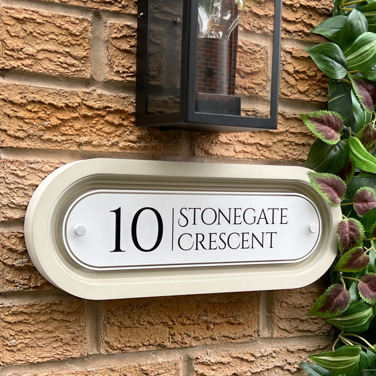 Signature Ovum | Personalised Designer House Sign with Acrylic Front & Cast Stone Coffered Back