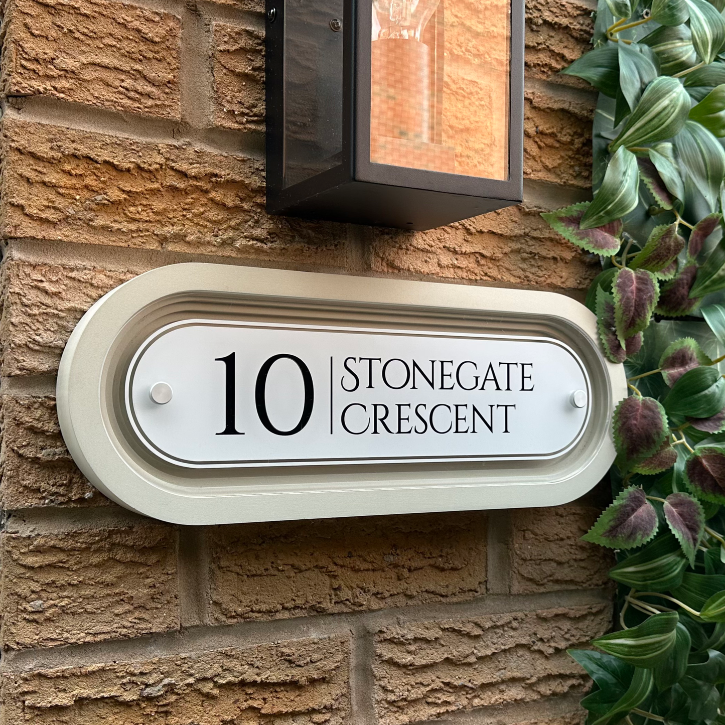 Signature Stadium | Personalised Designer House Sign with Acrylic Front & Portland Stone Coffered Back