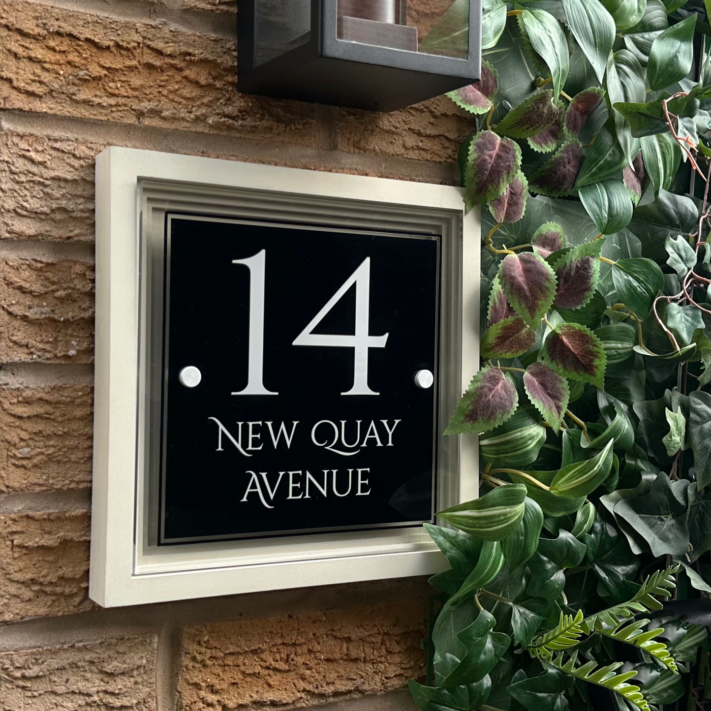 Signature Blocus | Personalised Designer House Sign with Acrylic Front & Portland Stone Coffered Back