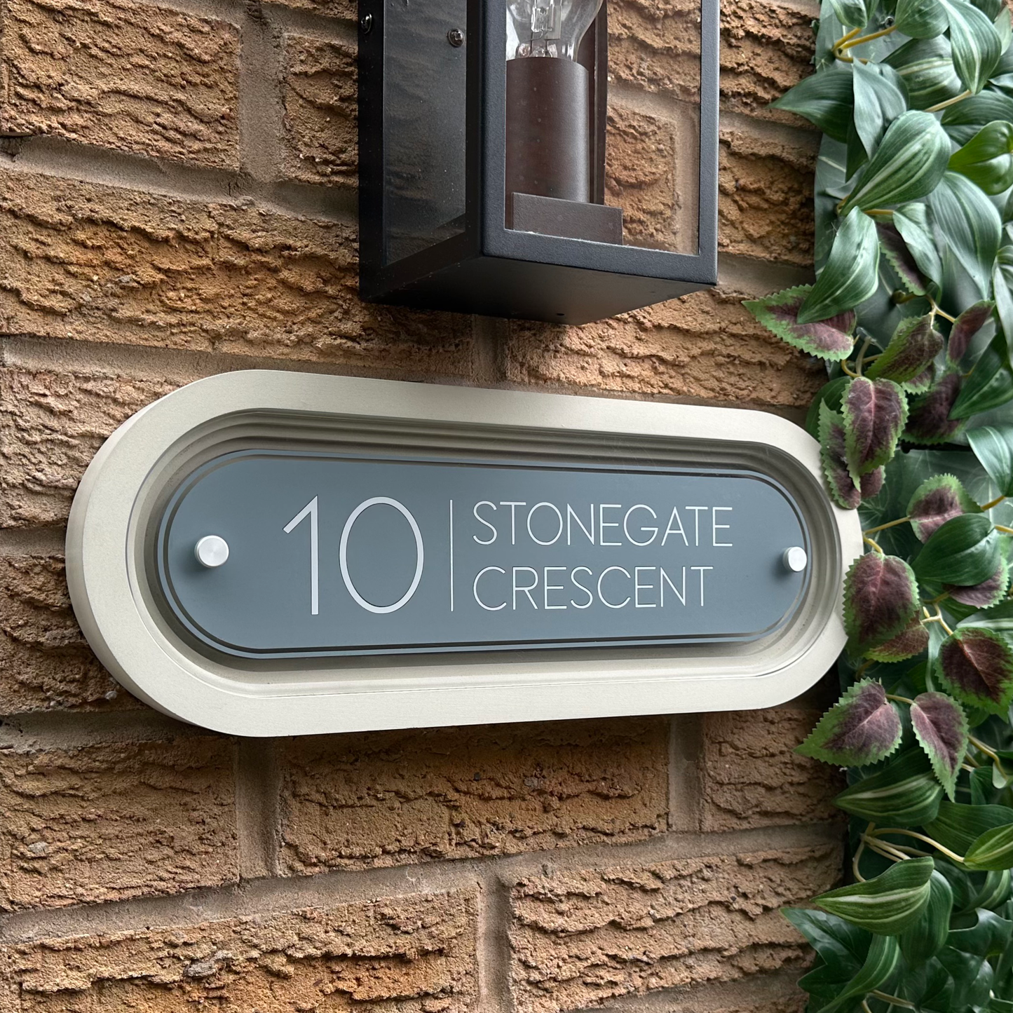 Signature Stadium | Personalised Designer House Sign with Acrylic Front & Portland Stone Coffered Back