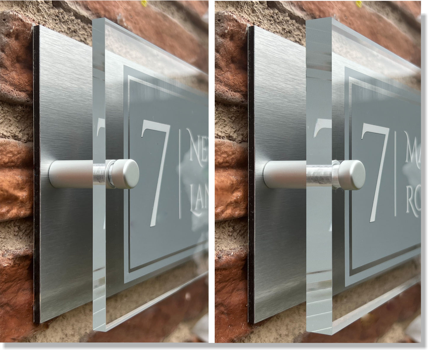 Square Personalised House Number Sign Mid-Grey with Perspex front