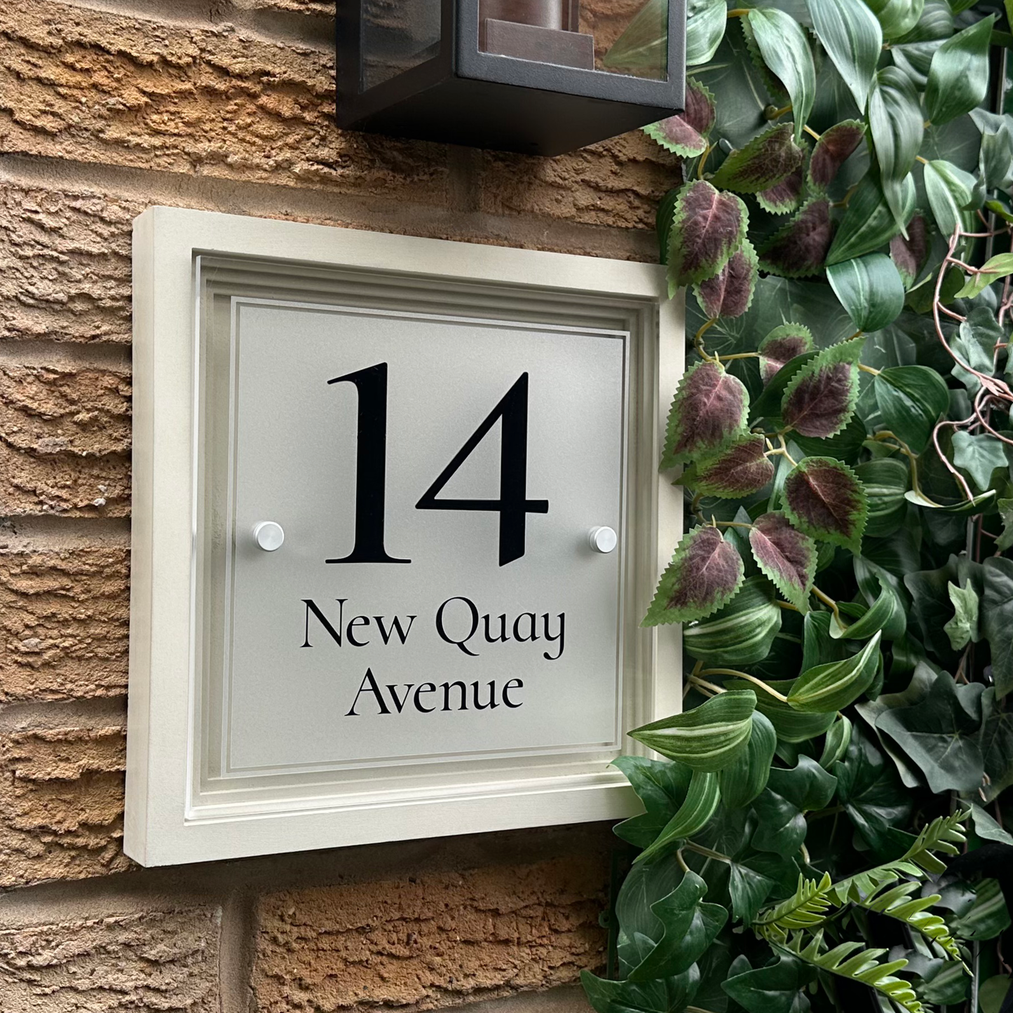 Signature Blocus | Personalised Designer House Sign with Acrylic Front & Portland Stone Coffered Back