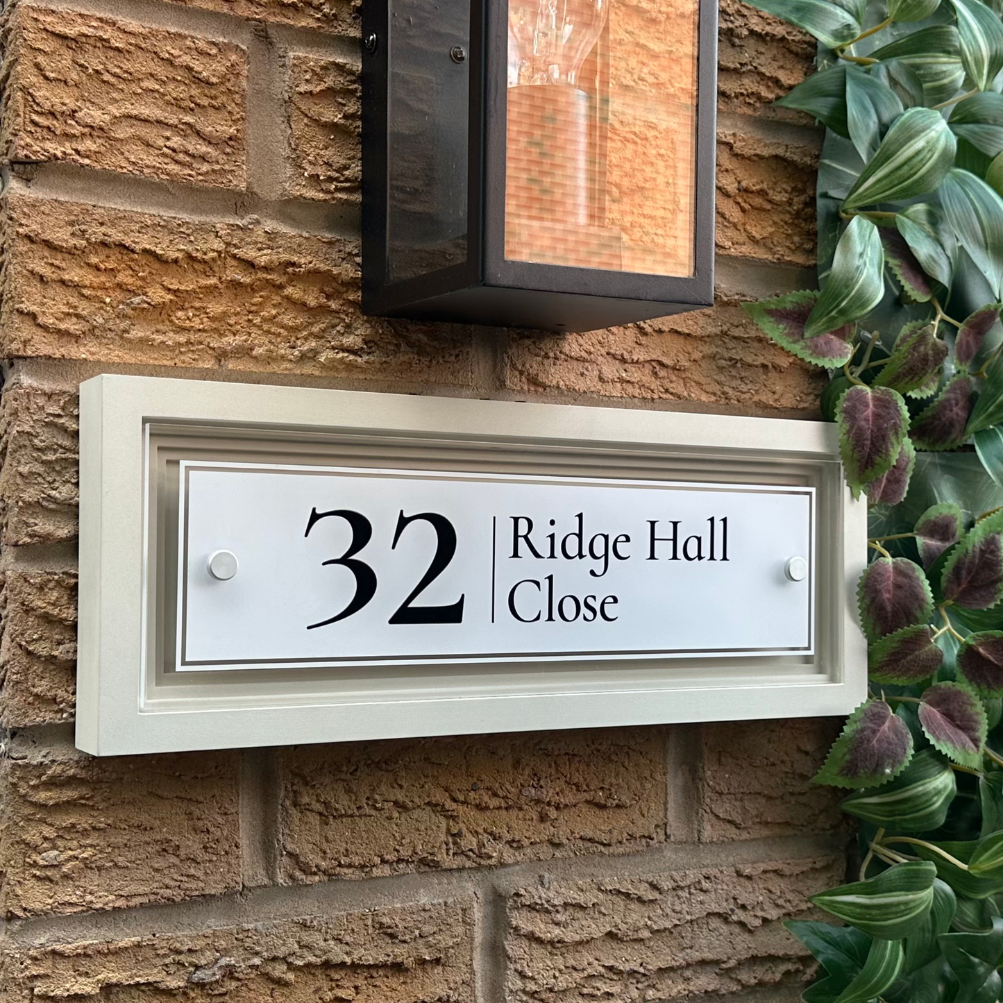 Signature Rectangulum | Personalised Designer House Sign with Acrylic Front & Portland Stone Coffered Back