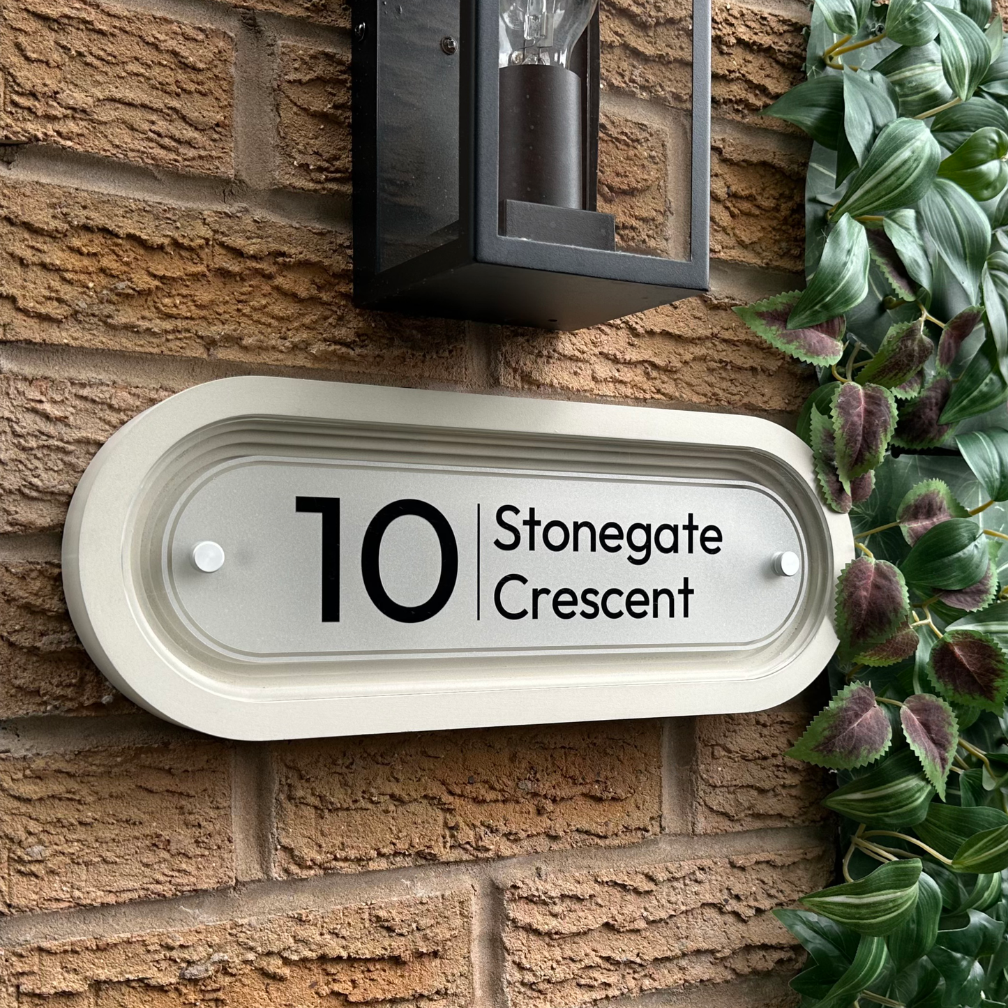 Signature Stadium | Personalised Designer House Sign with Acrylic Front & Portland Stone Coffered Back