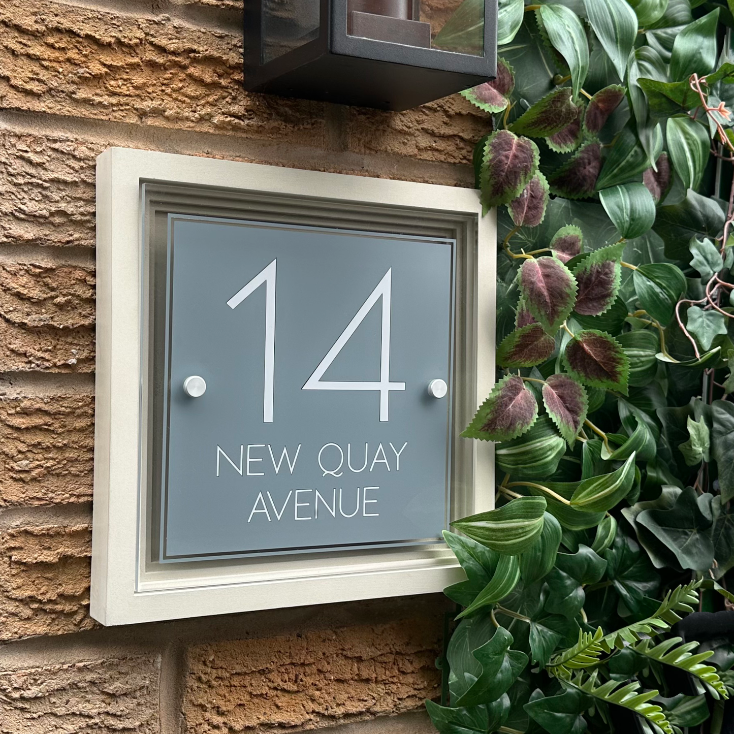 Signature Blocus | Personalised Designer House Sign with Acrylic Front & Portland Stone Coffered Back