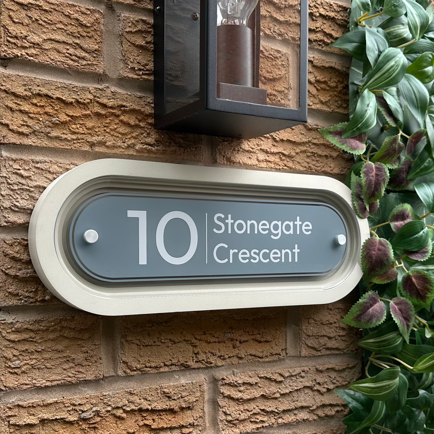 Signature Stadium | Personalised Designer House Sign with Acrylic Front & Portland Stone Coffered Back