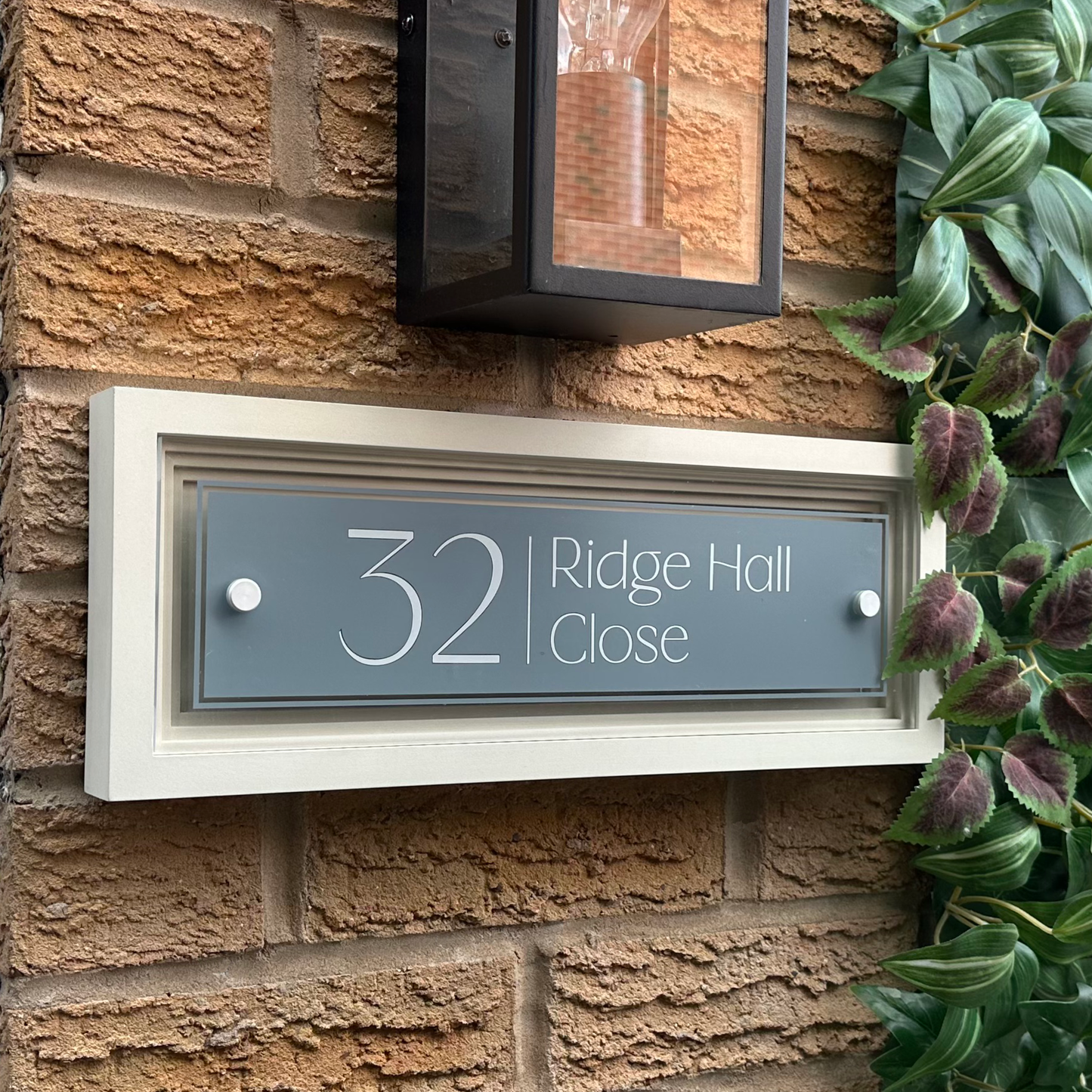 Signature Rectangulum | Personalised Designer House Sign with Acrylic Front & Portland Stone Coffered Back