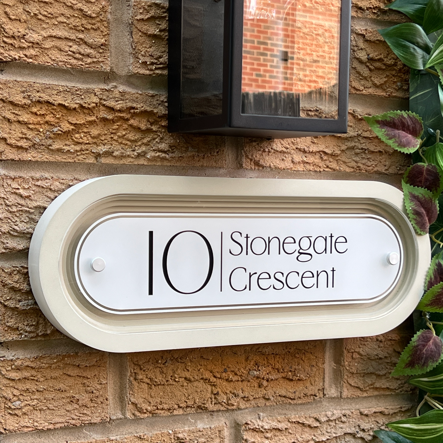 Signature Ovum | Personalised Designer House Sign with Acrylic Front & Cast Stone Coffered Back