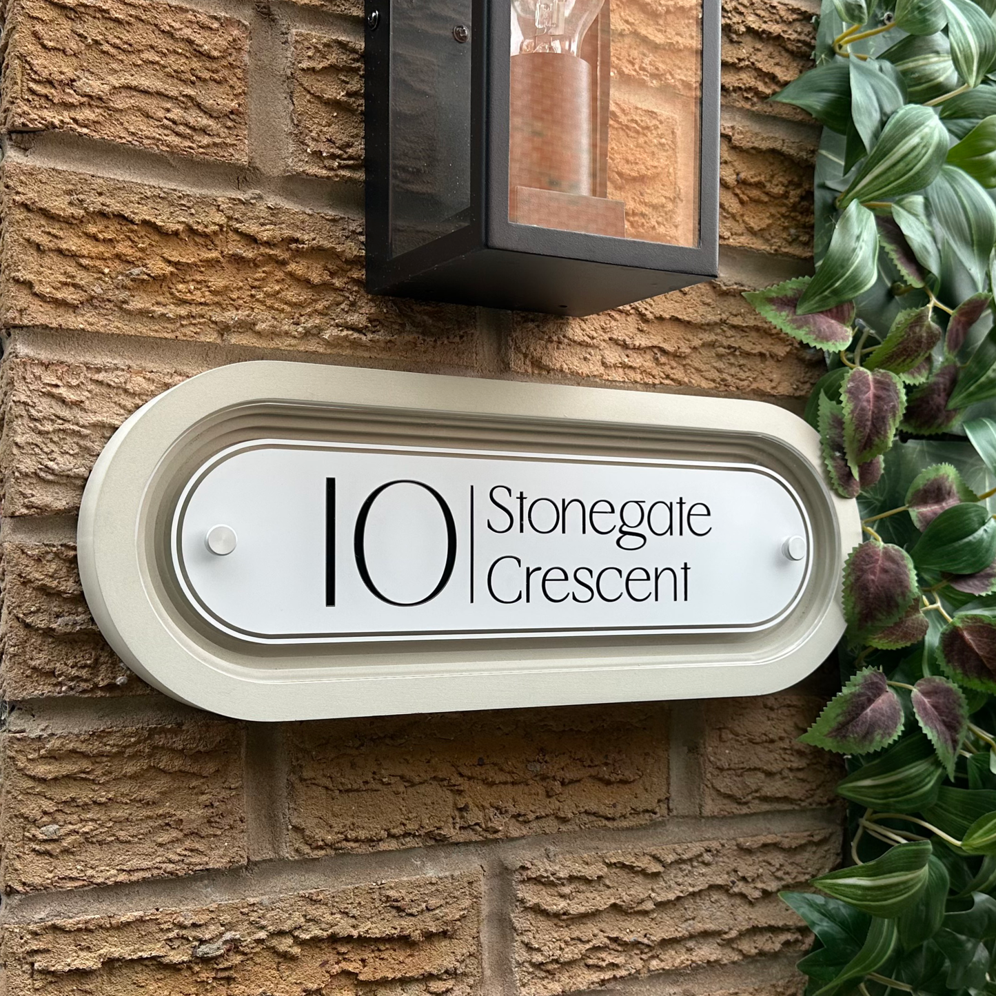 Signature Stadium | Personalised Designer House Sign with Acrylic Front & Portland Stone Coffered Back