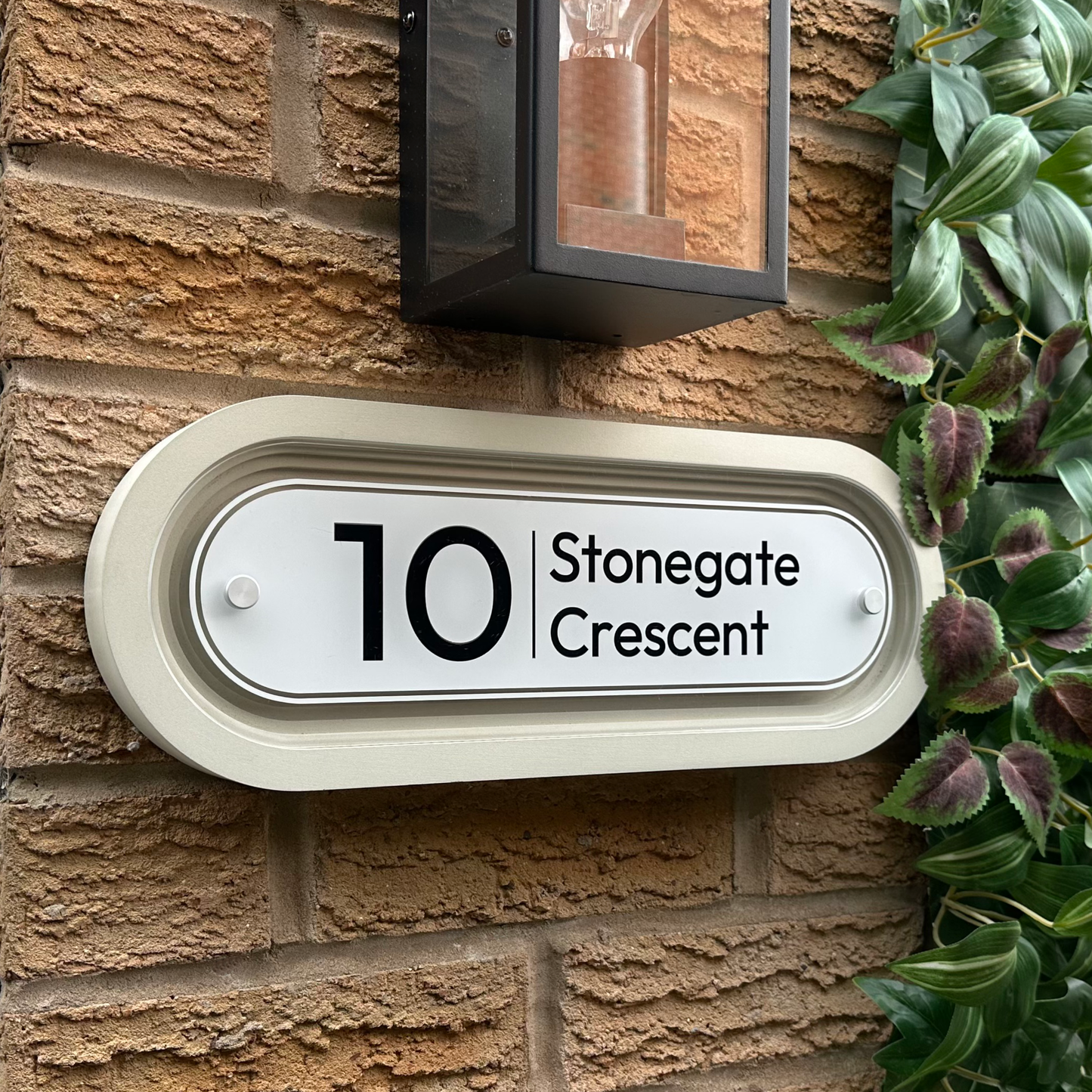 Signature Stadium | Personalised Designer House Sign with Acrylic Front & Portland Stone Coffered Back