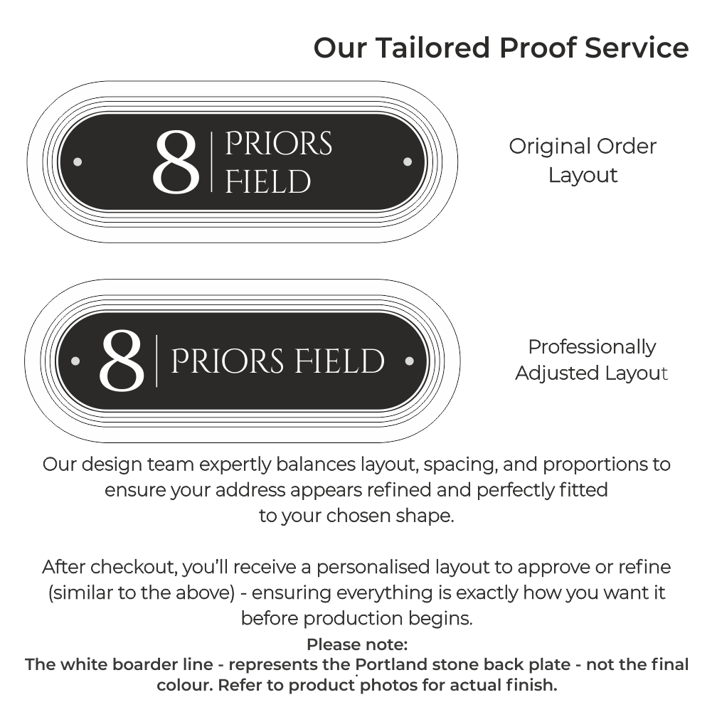 Signature Stadium | Personalised Designer House Sign with Acrylic Front & Portland Stone Coffered Back