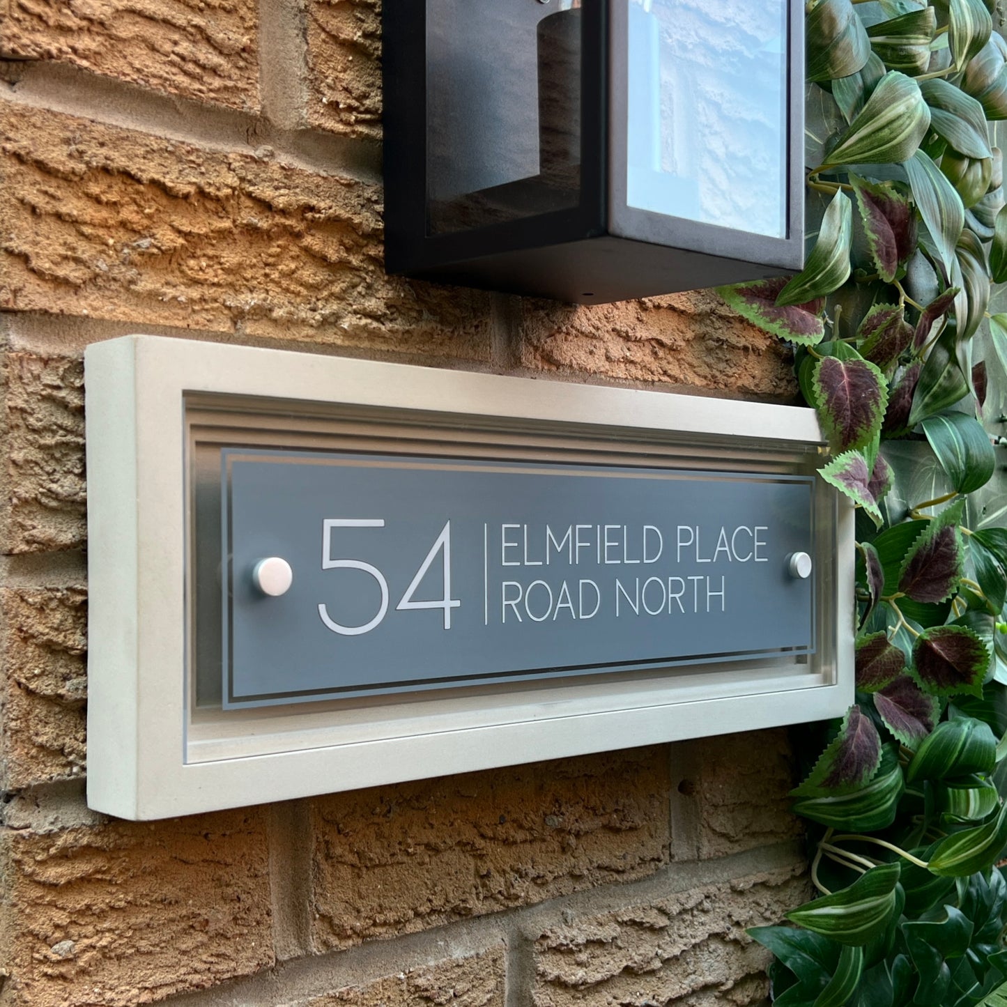Signature Rectangulum | Personalised Designer House Sign with Acrylic Front & Portland Stone Coffered Back