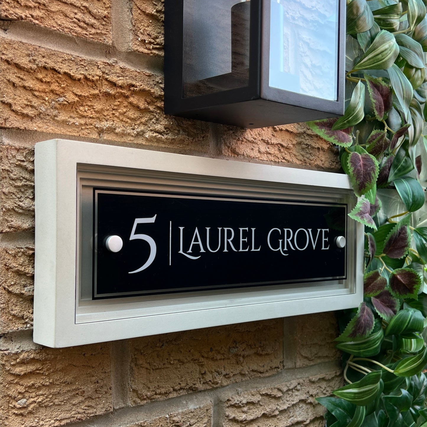 Signature Rectangulum | Personalised Designer House Sign with Acrylic Front & Portland Stone Coffered Back