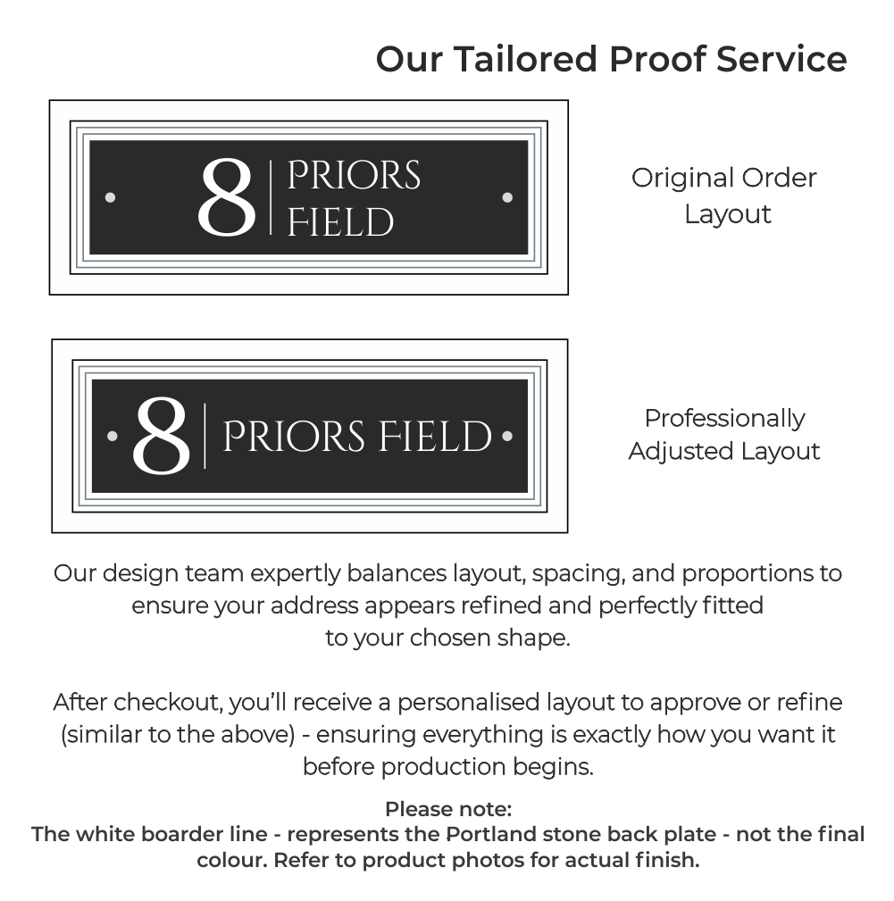 Signature Rectangulum | Personalised Designer House Sign with Acrylic Front & Portland Stone Coffered Back