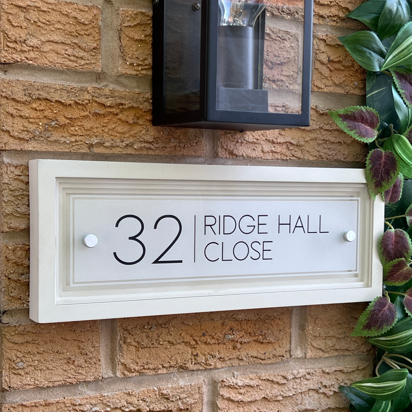 Signature Rectangulum | Personalised Designer House Sign with Acrylic Front & Cast Stone Coffered Back