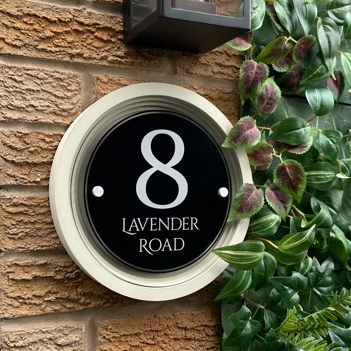 Signature Circulus | Personalised Designer House Sign with Acrylic Front & Portland Stone Coffered Back