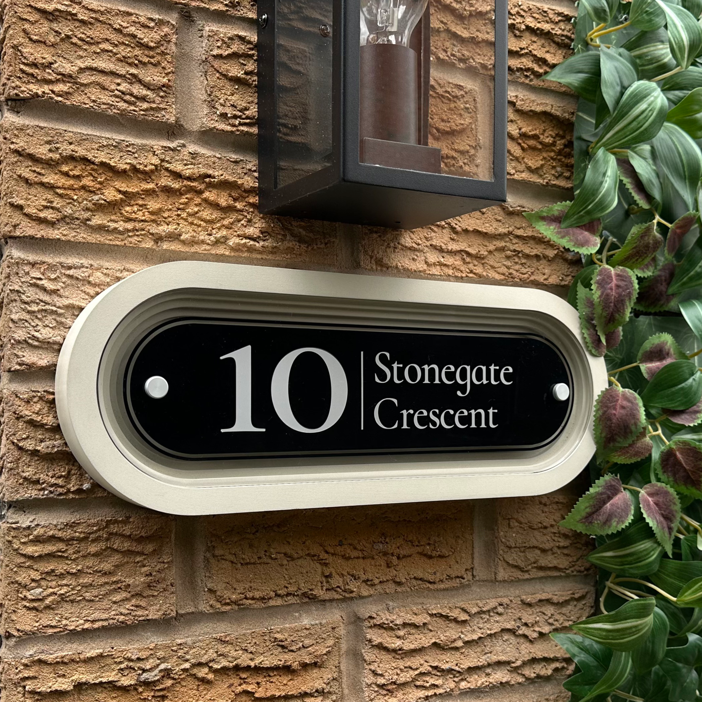 Signature Stadium | Personalised Designer House Sign with Acrylic Front & Portland Stone Coffered Back