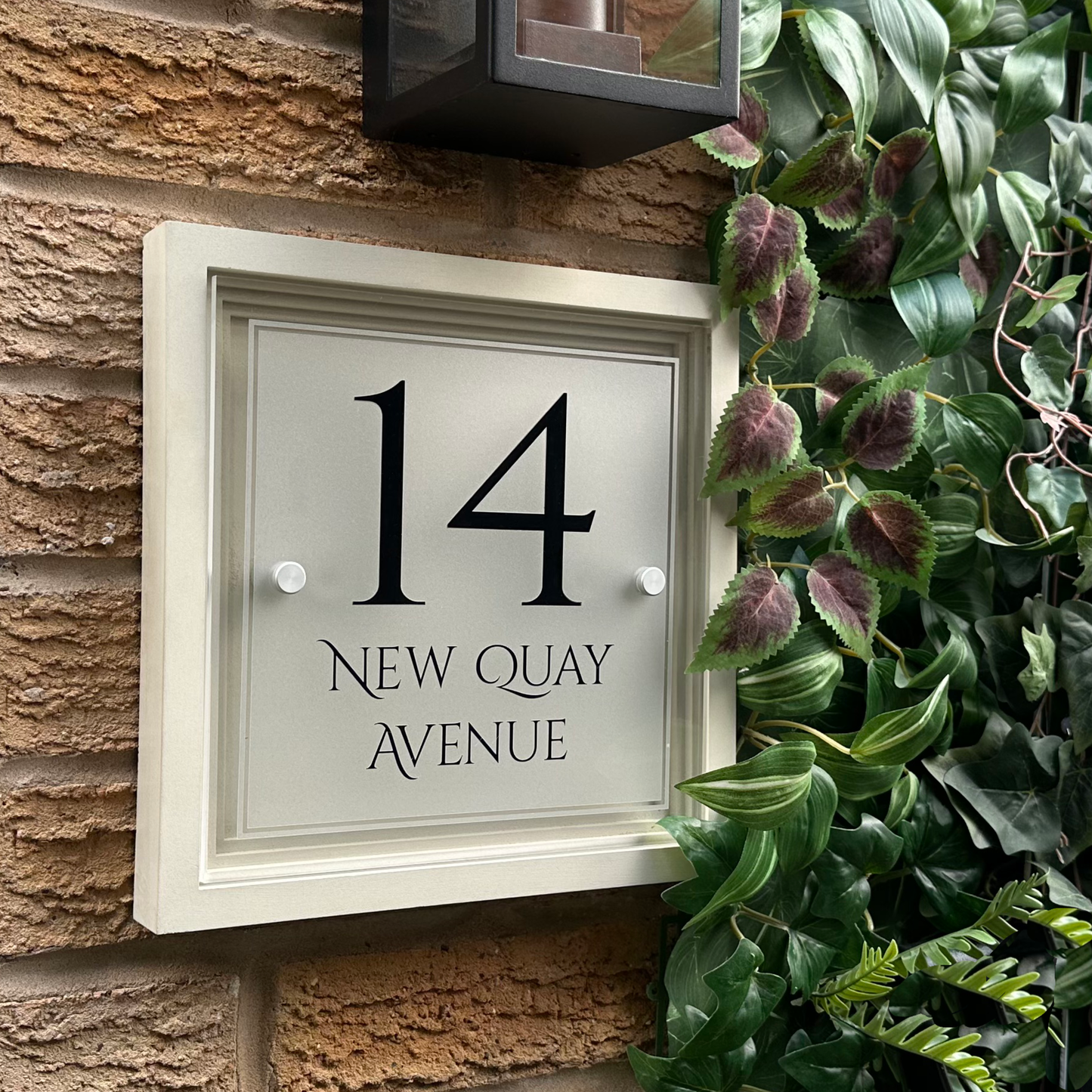 Signature Blocus | Personalised Designer House Sign with Acrylic Front & Portland Stone Coffered Back