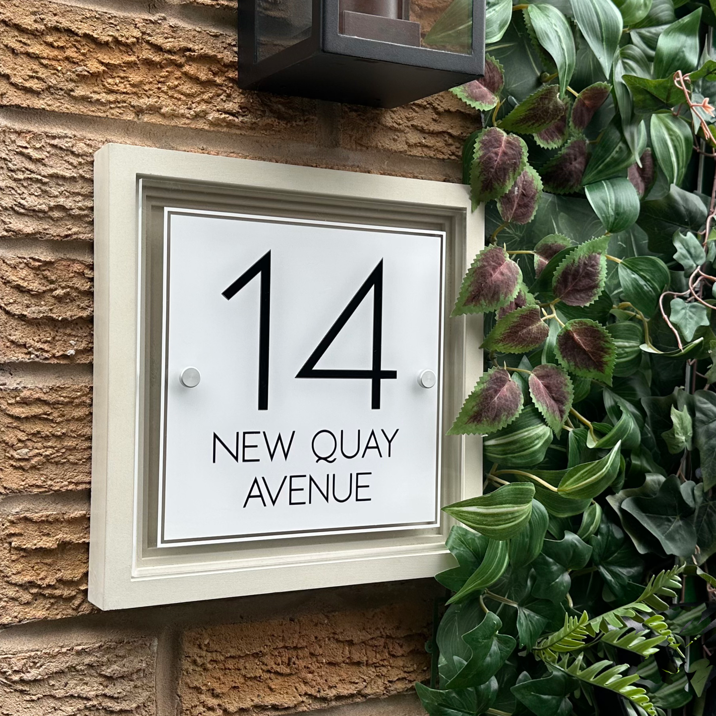Signature Blocus | Personalised Designer House Sign with Acrylic Front & Portland Stone Coffered Back