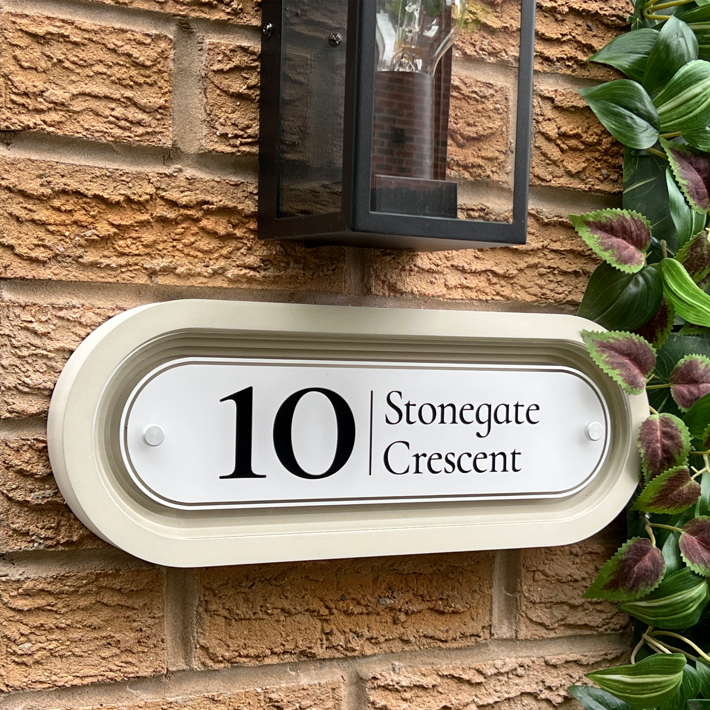 Signature Ovum | Personalised Designer House Sign with Acrylic Front & Cast Stone Coffered Back