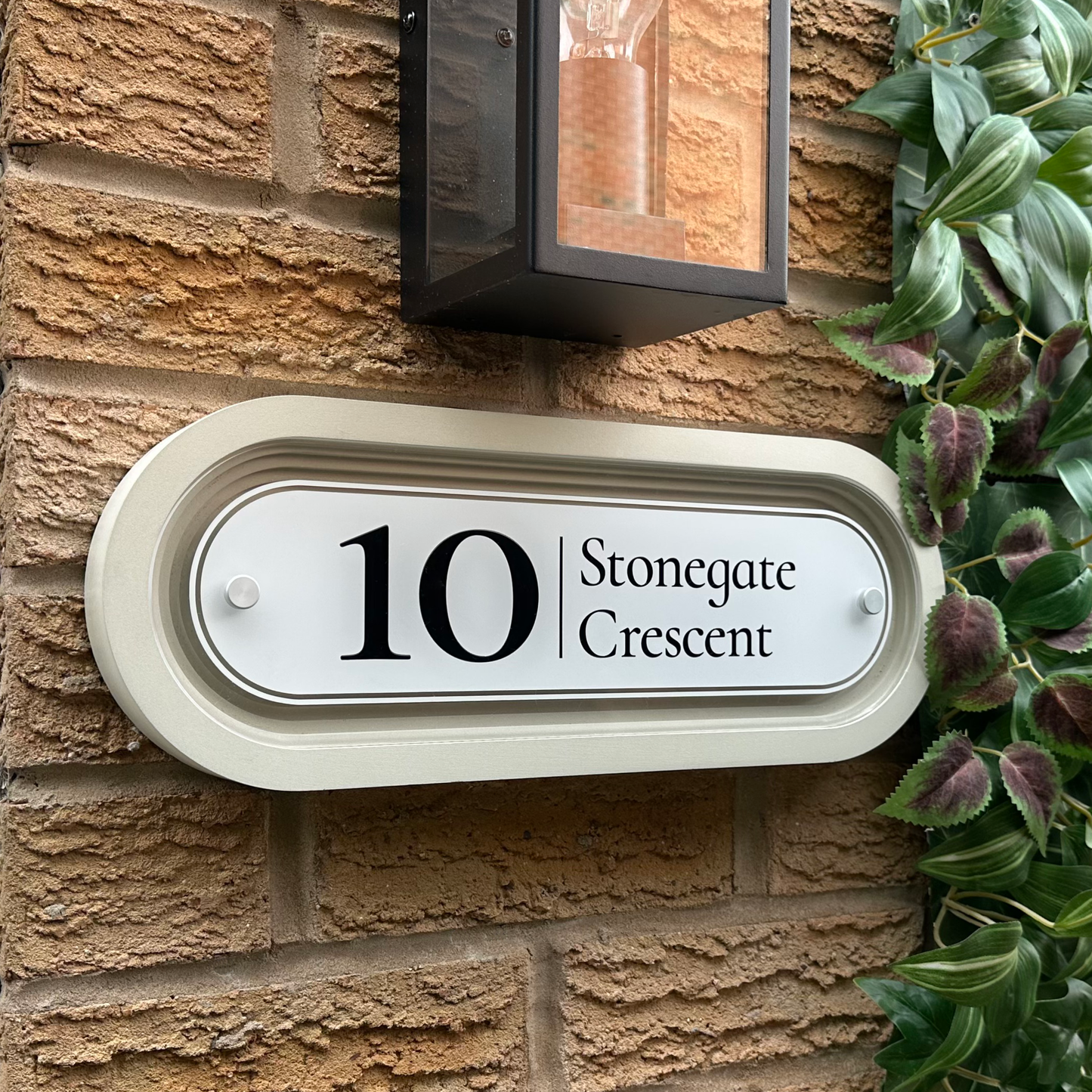 Signature Stadium | Personalised Designer House Sign with Acrylic Front & Portland Stone Coffered Back