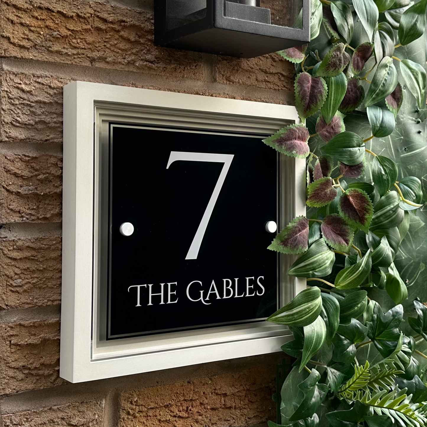 Signature Blocus | Personalised Designer House Sign with Acrylic Front & Portland Stone Coffered Back