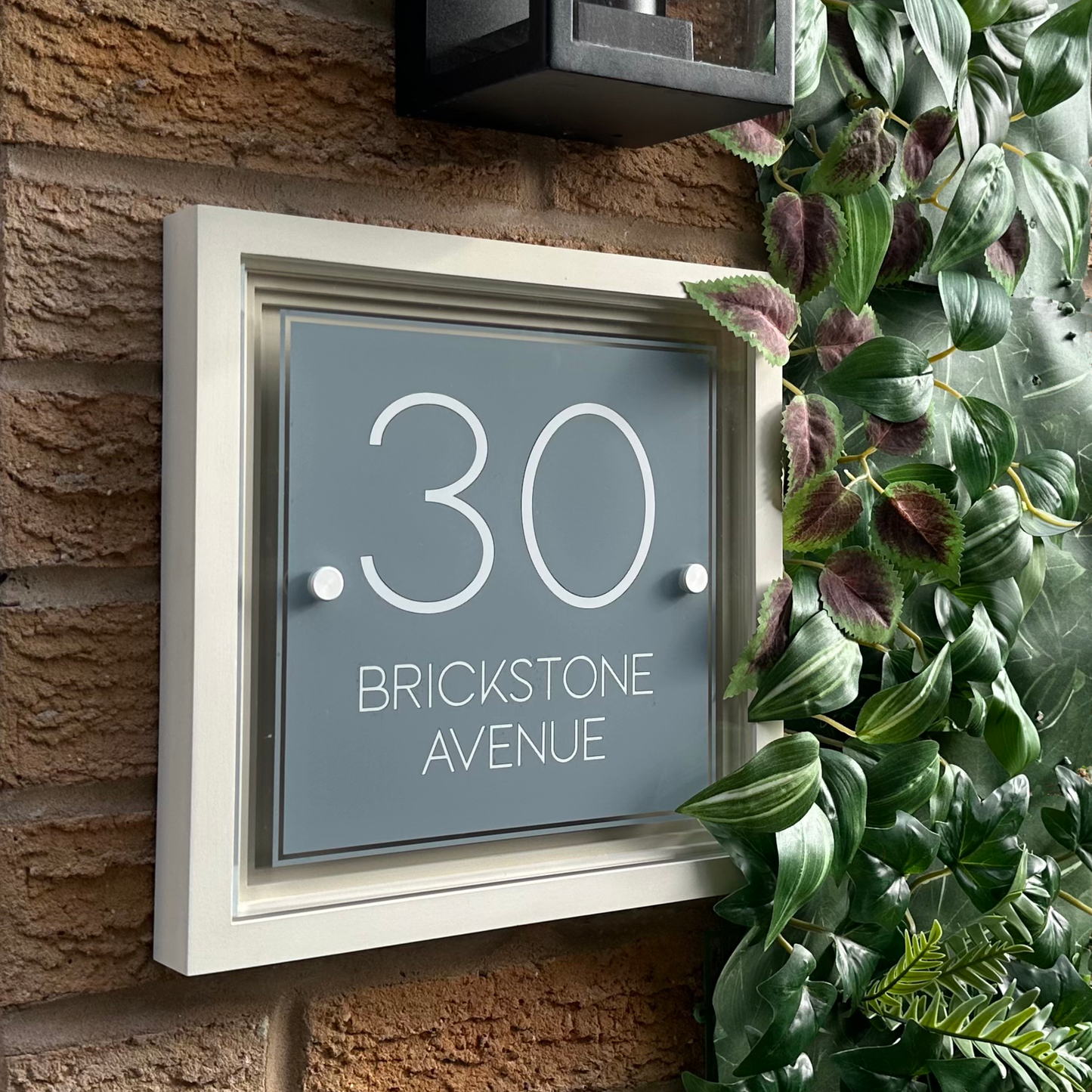 Signature Blocus | Personalised Designer House Sign with Acrylic Front & Portland Stone Coffered Back