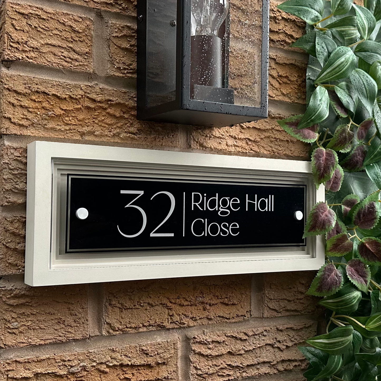 Signature Rectangulum | Personalised Designer House Sign with Acrylic Front & Portland Stone Coffered Back