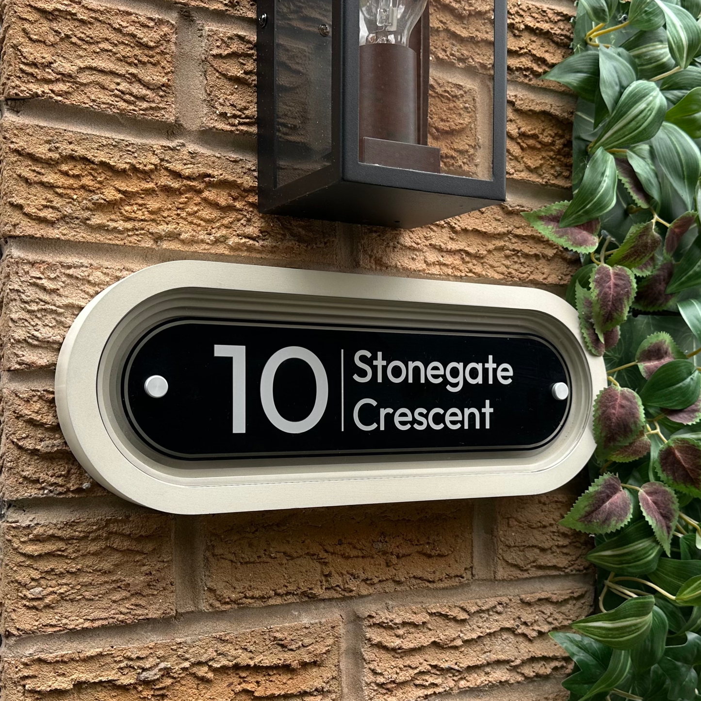 Signature Stadium | Personalised Designer House Sign with Acrylic Front & Portland Stone Coffered Back