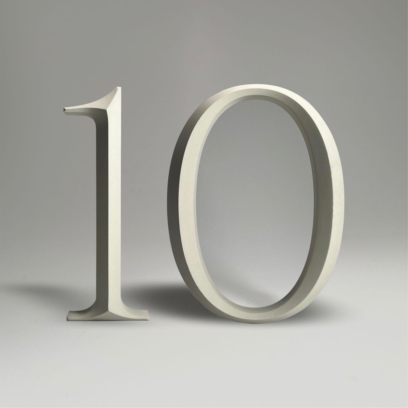 Luxury house number ‘10’, with a floating prismatic design for modern and classical homes alike.