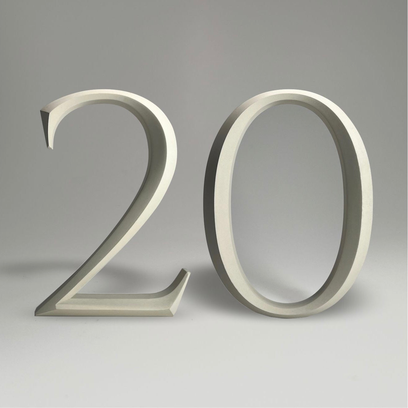 Luxury house number ‘20’, with a floating prismatic design for modern and classical homes alike.