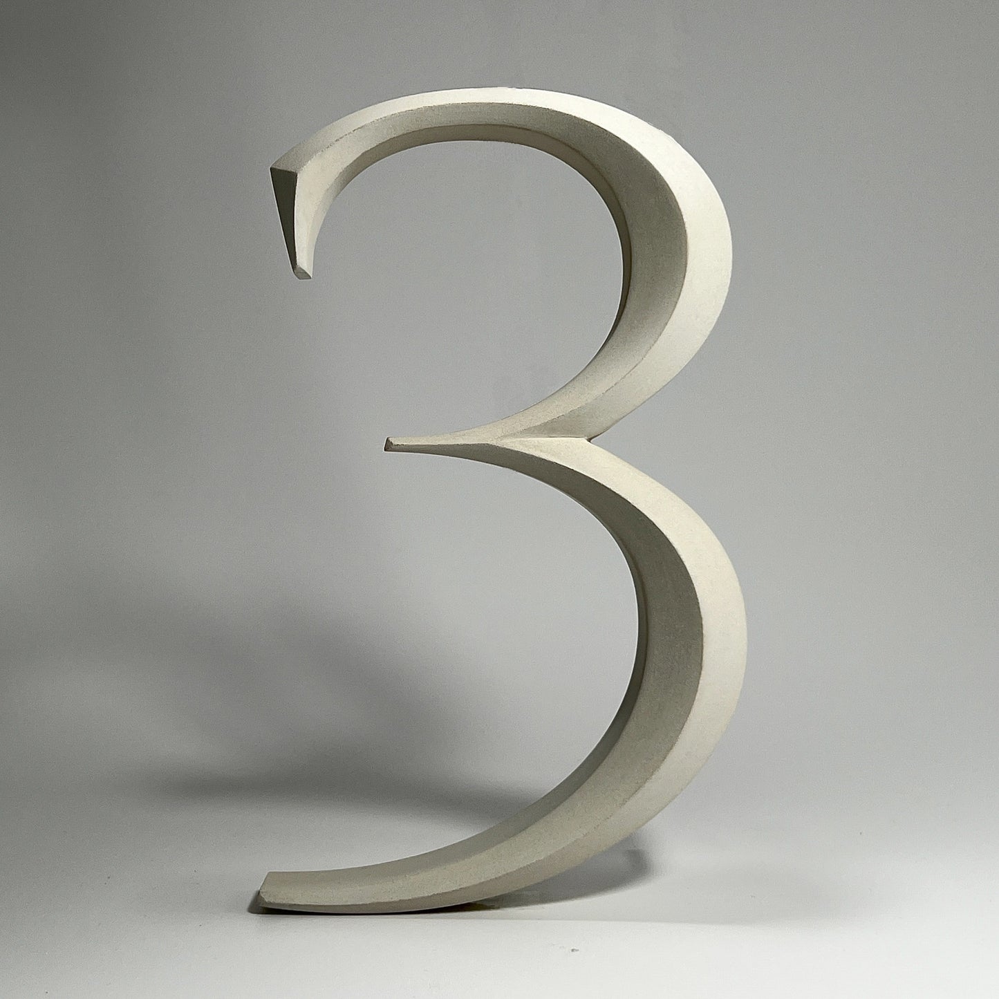 Floating prismatic house number ‘3’, crafted in an elegant design, perfect for modern homes and house signs.