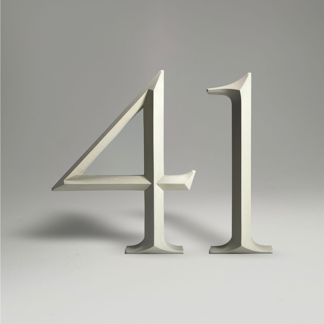 Floating prismatic house number ‘41’ with a sleek design, crafted for elegant homes and modern house signs.