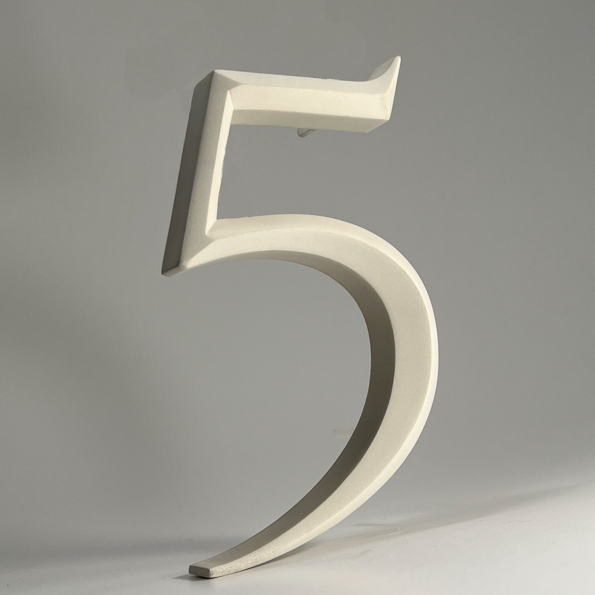 Luxury house number ‘5’, with a floating prismatic design for modern and classical homes alike.