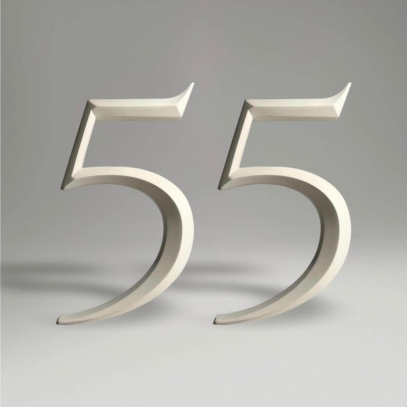 Luxury house number ‘55’, with a floating prismatic design for modern and classical homes alike.