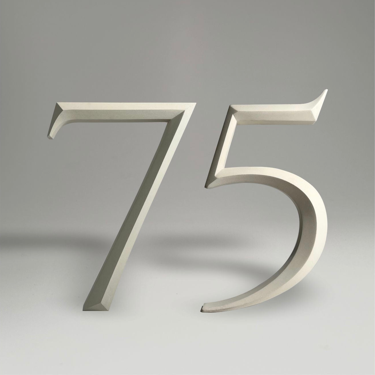 Luxury house number ‘75’, with a floating prismatic design for modern and classical homes alike.