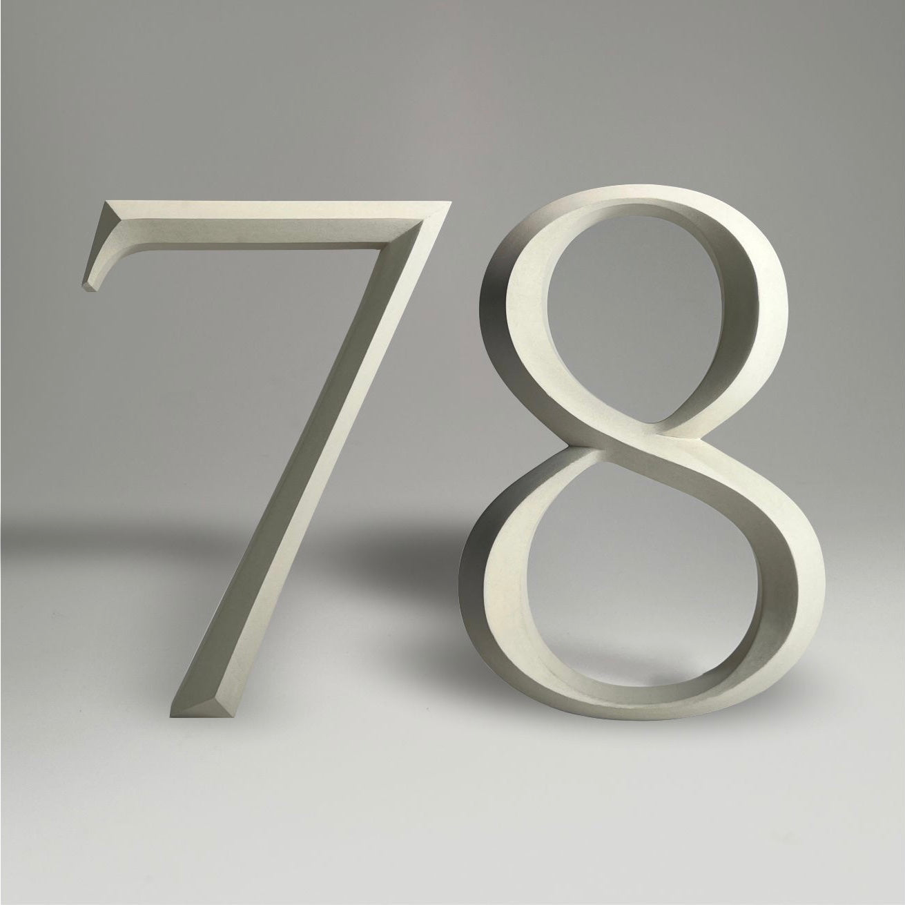 Floating prismatic house number ‘78’, crafted in an elegant design, perfect for modern homes and house signs.