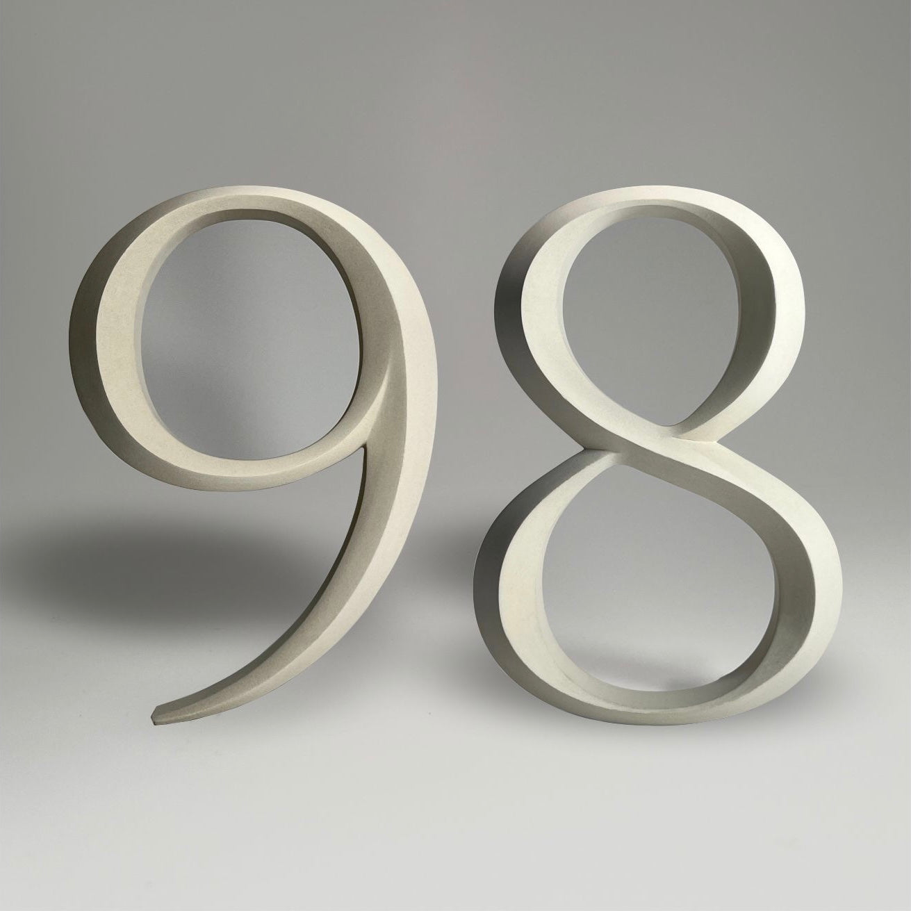 Floating prismatic house number ‘98’, crafted in an elegant design, perfect for modern homes and house signs.