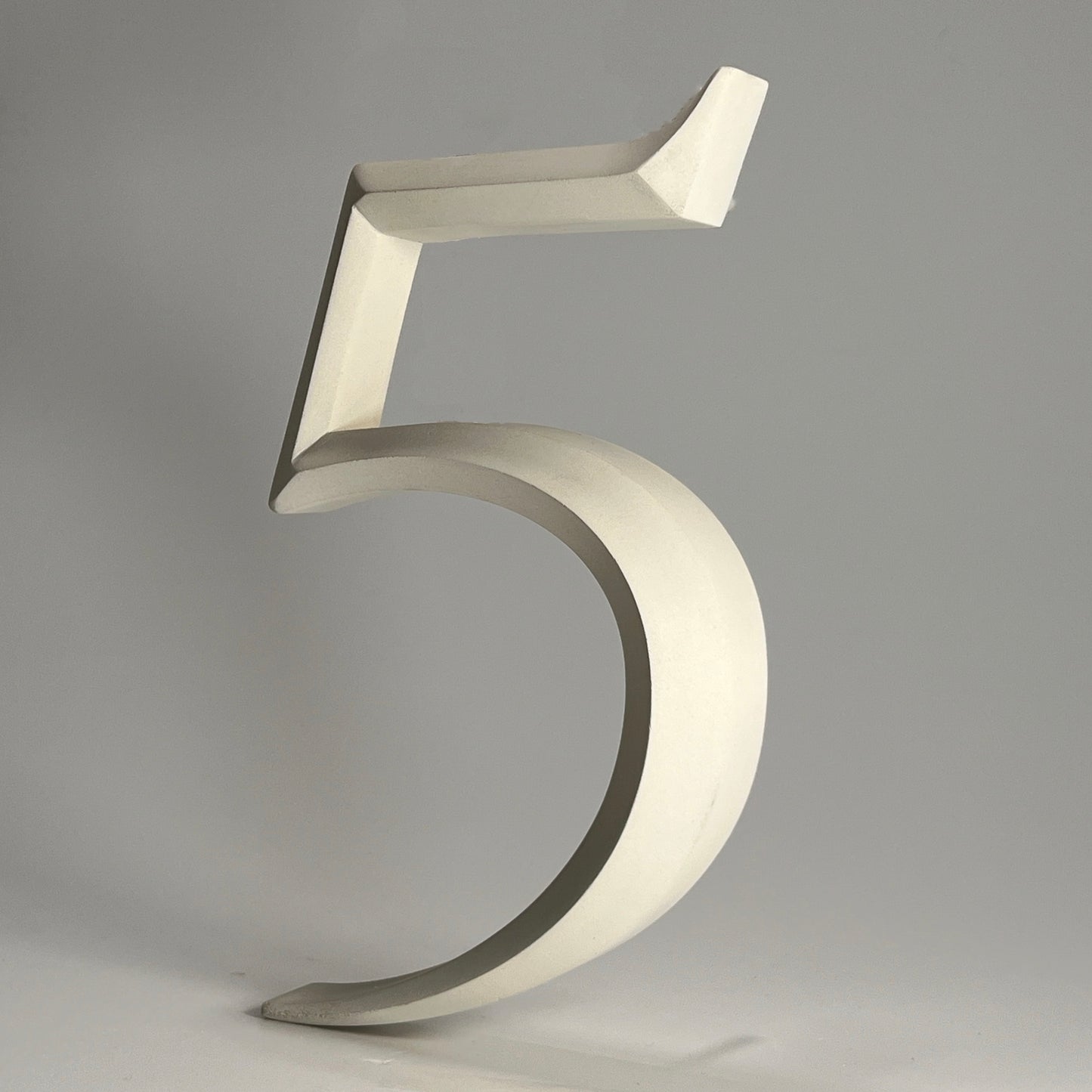 Floating prismatic house number ‘5’, crafted in an elegant design, perfect for modern homes and house signs.