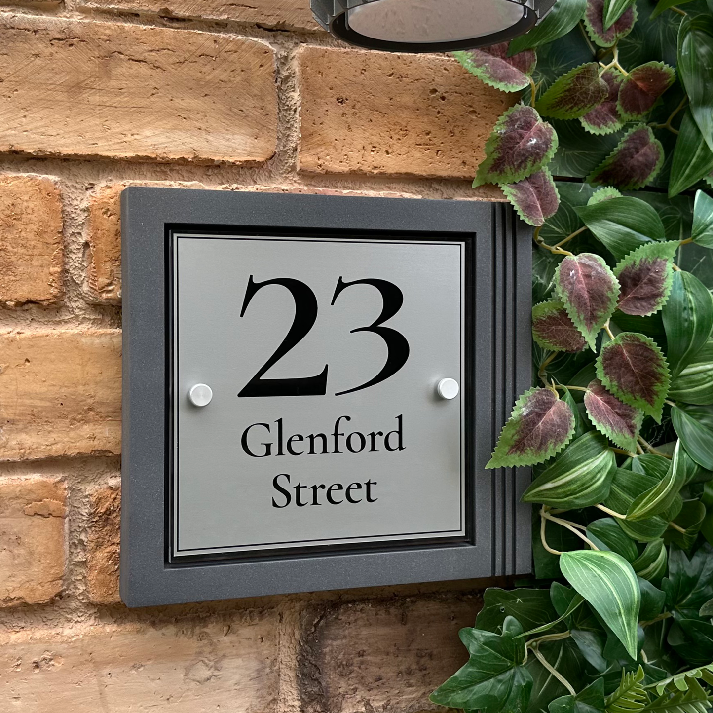 Urban Square | Personalised House Sign with Fluted Anthracite Frame W248mm x H229mm