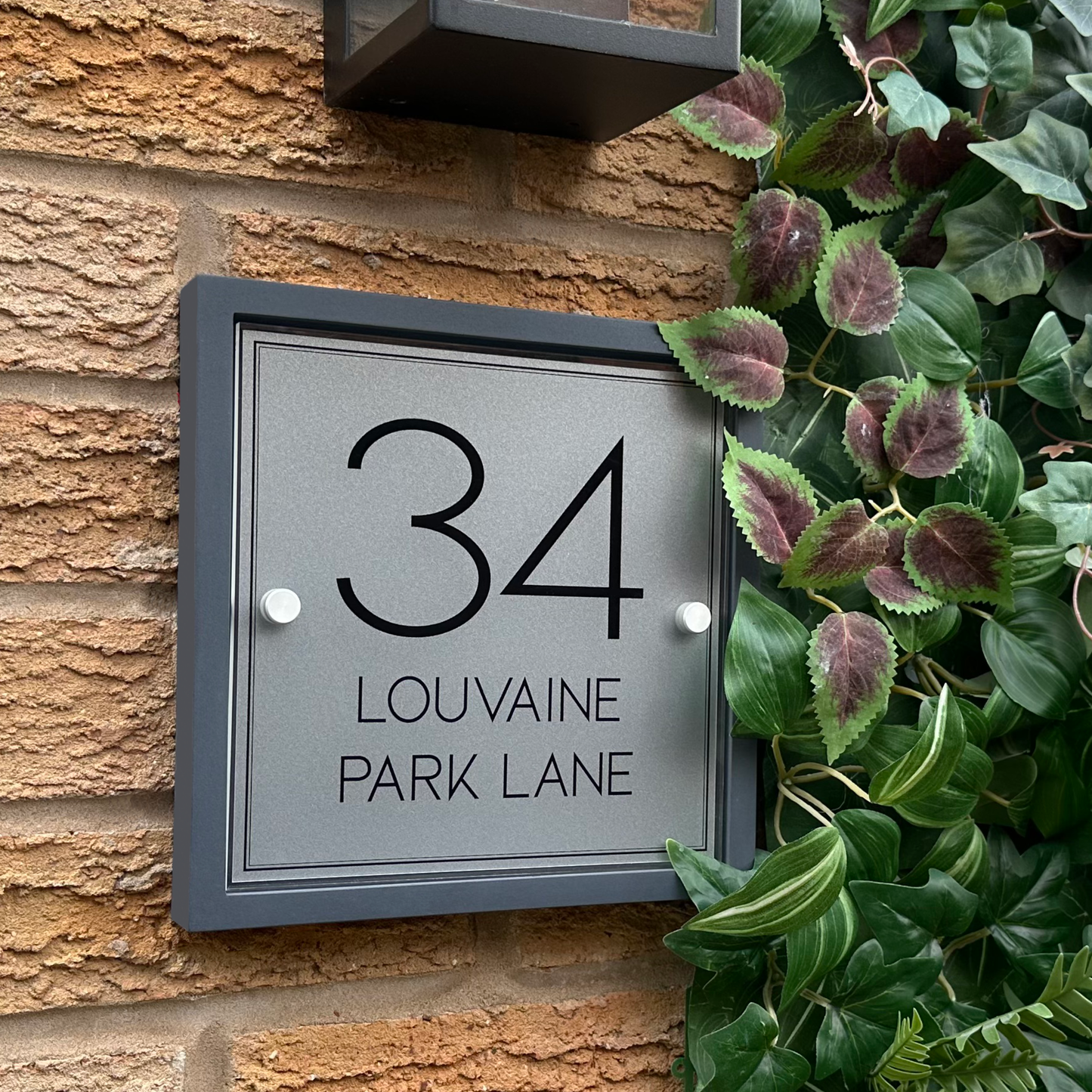 Edit Square | Personalised House Sign with Understated Anthracite Frame W230mm x H230mm