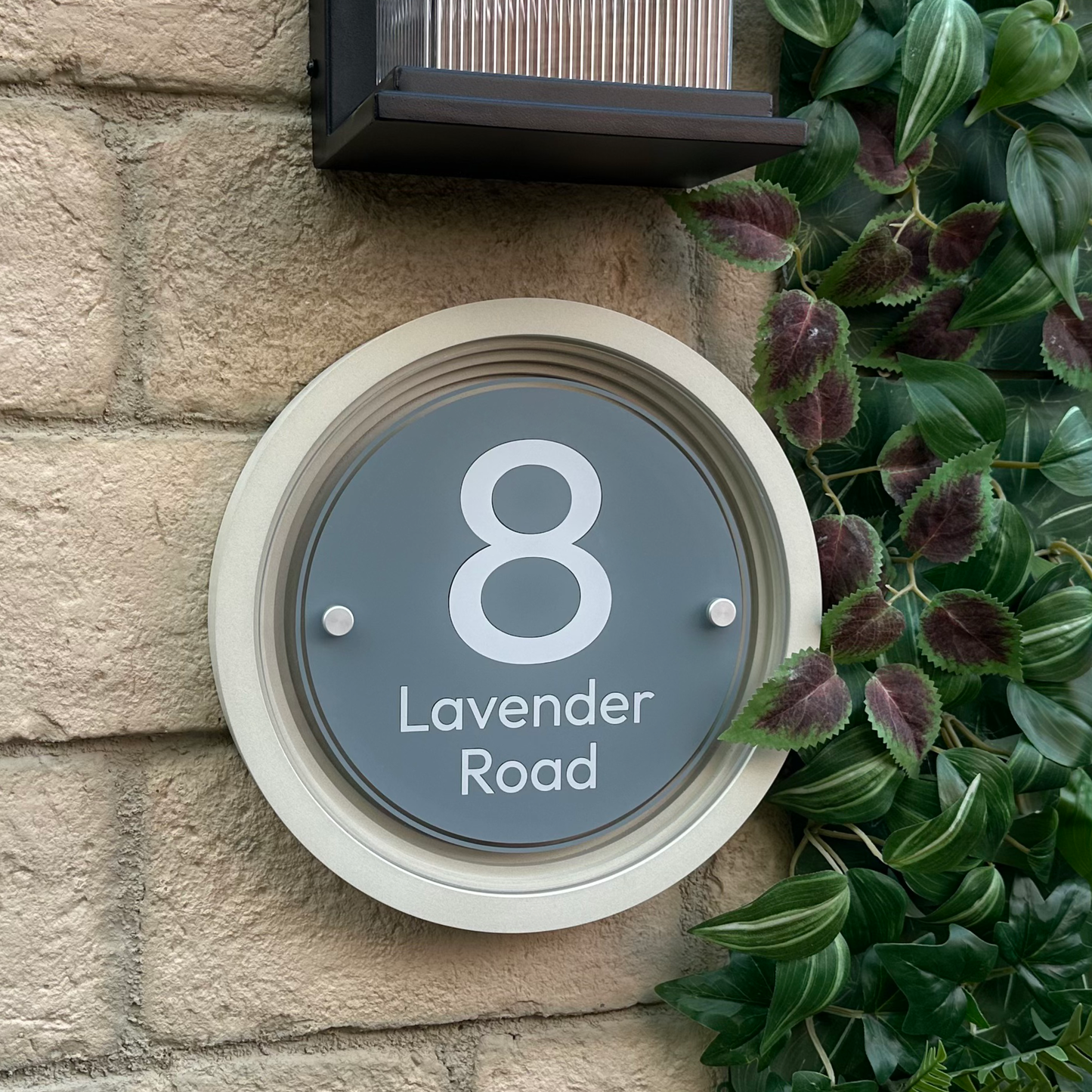 Signature Circulus | Personalised Designer House Sign with Acrylic Front & Portland Stone Coffered Frame