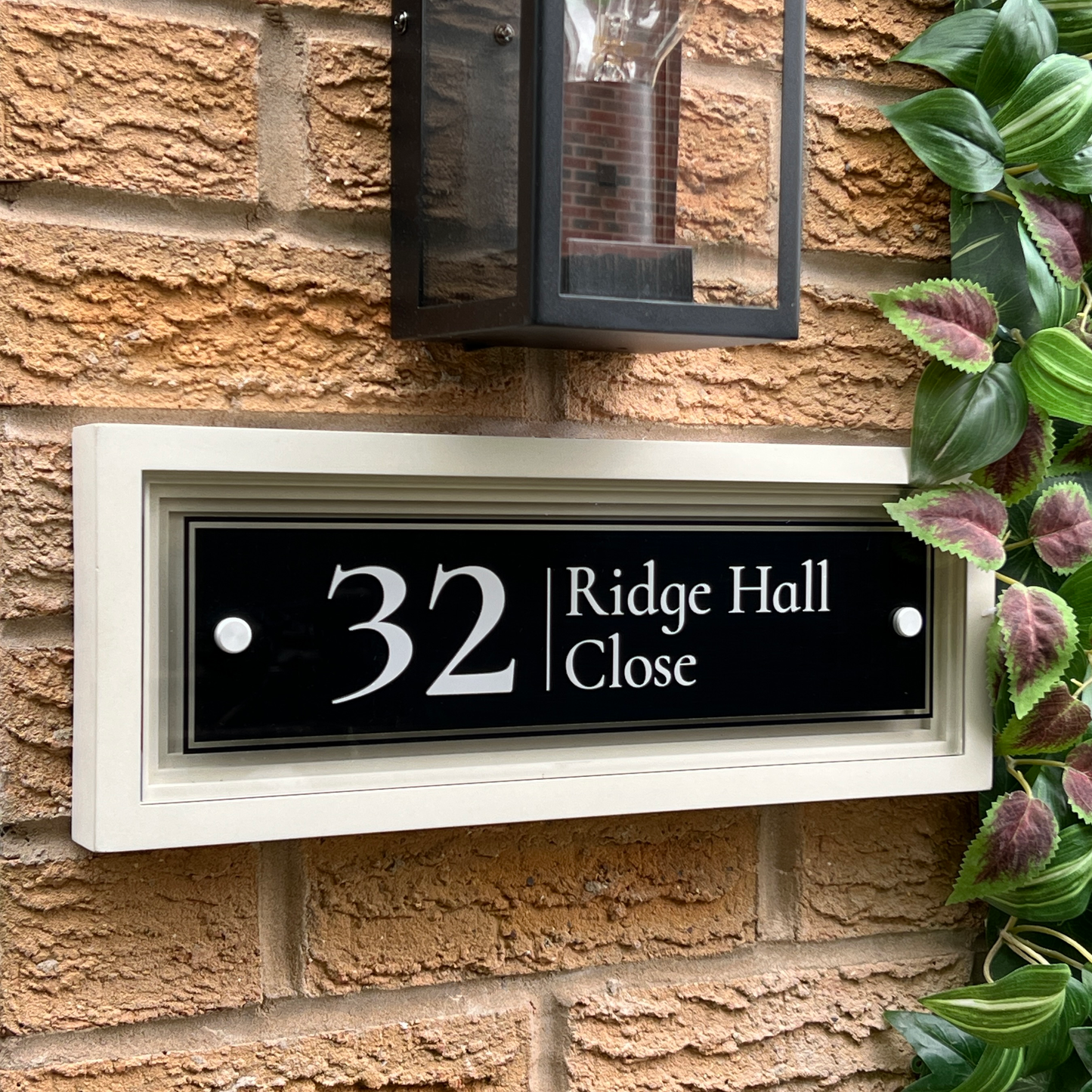 Signature Rectangulum | Personalised Designer House Sign with Acrylic Front & Cast Stone Coffered Back