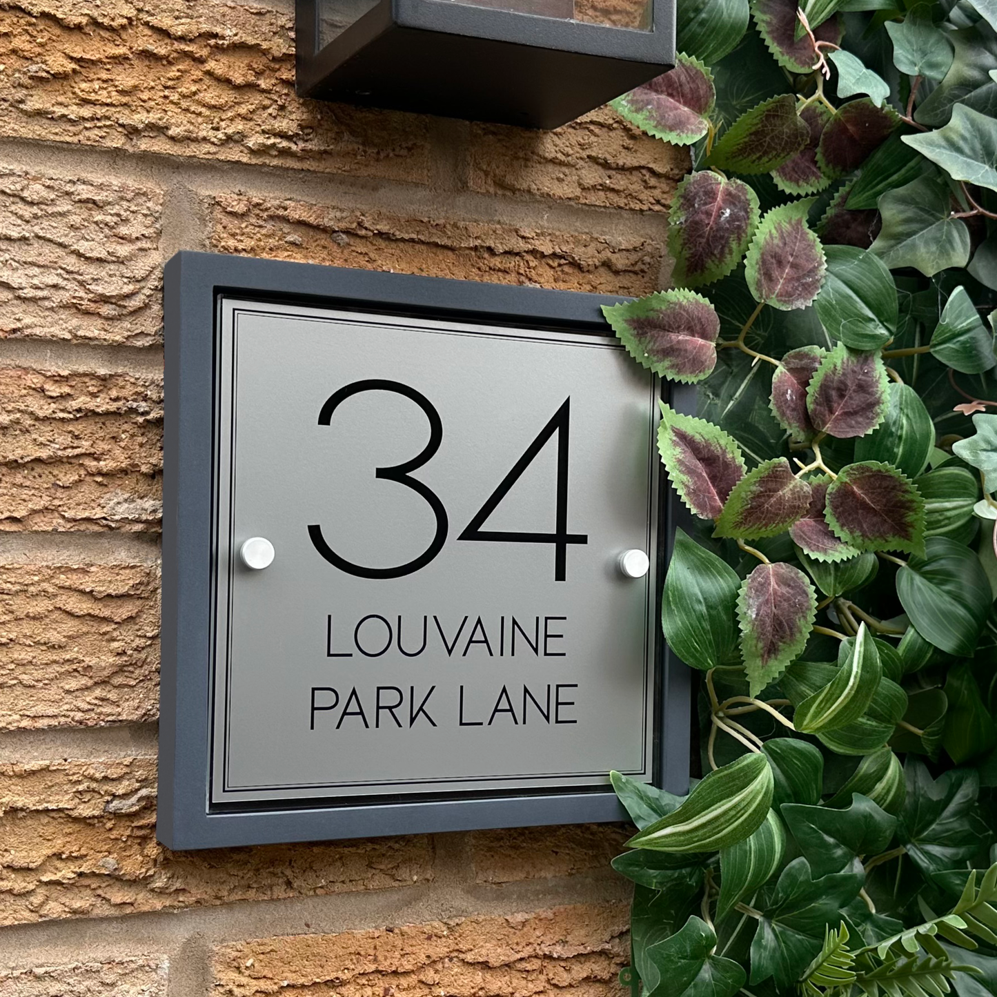 Edit Square | Personalised House Sign with Understated Anthracite Frame W230mm x H230mm