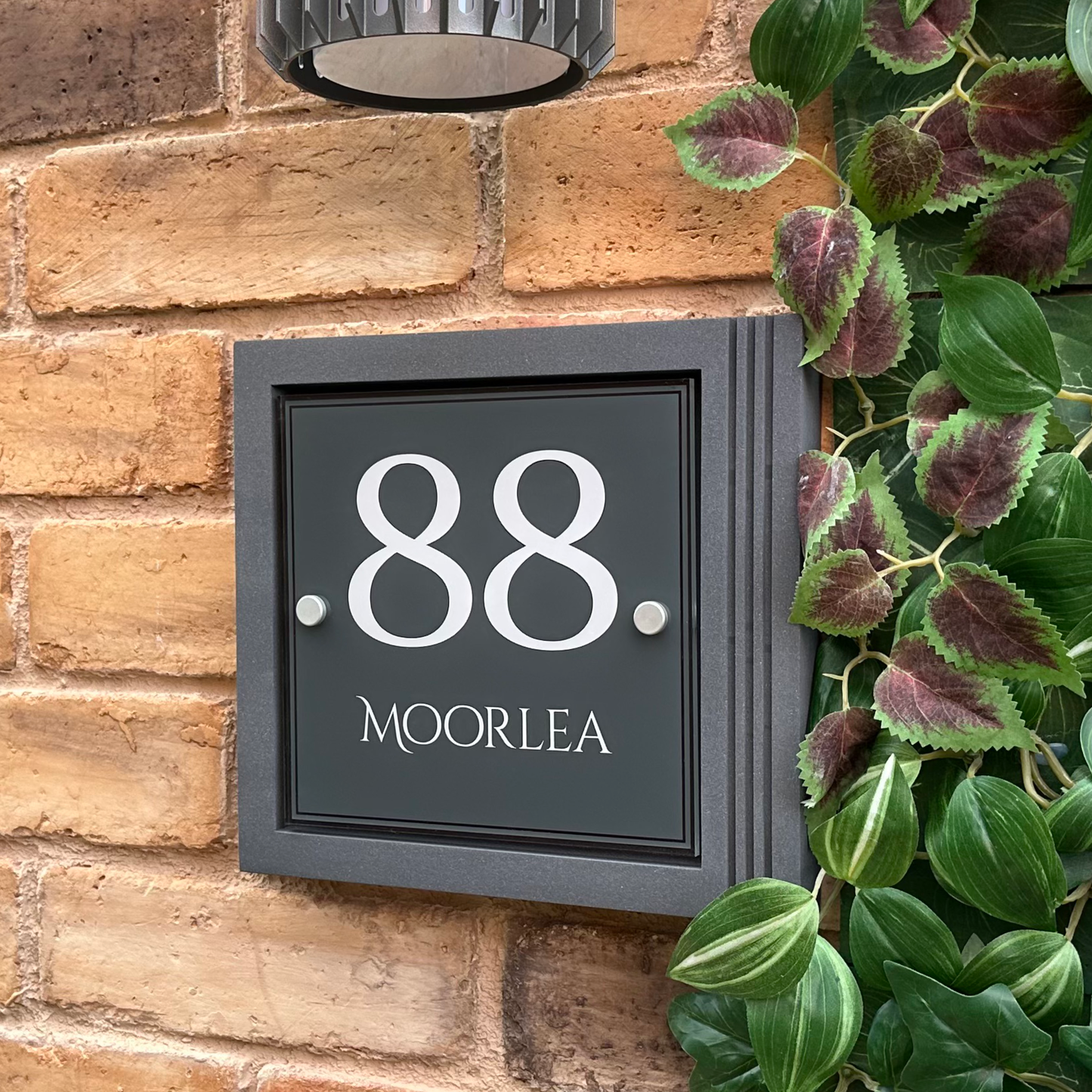 Urban Square | Personalised House Sign with Fluted Anthracite Frame W248mm x H229mm