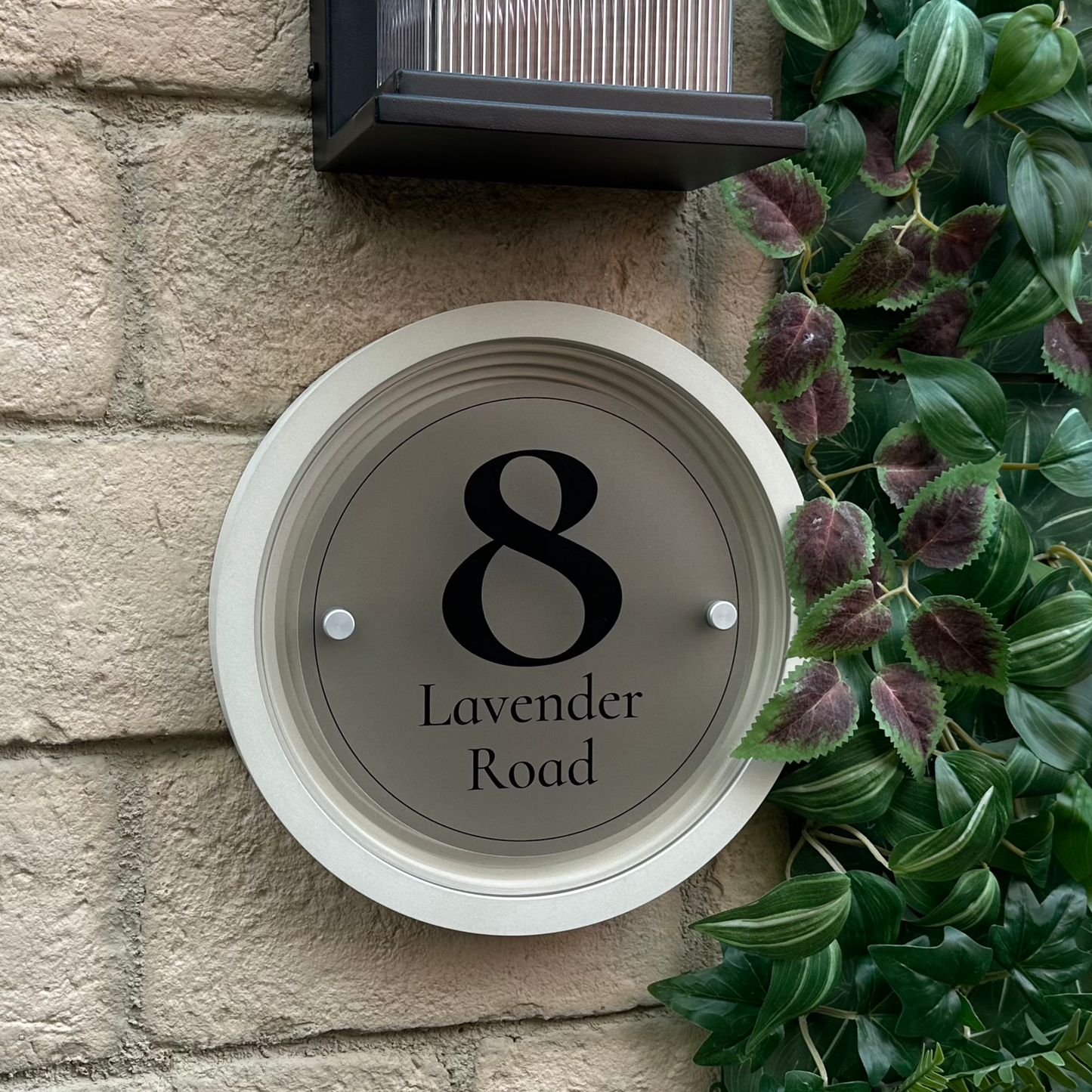 Signature Circulus | Personalised Designer House Sign with Acrylic Front & Portland Stone Coffered Frame