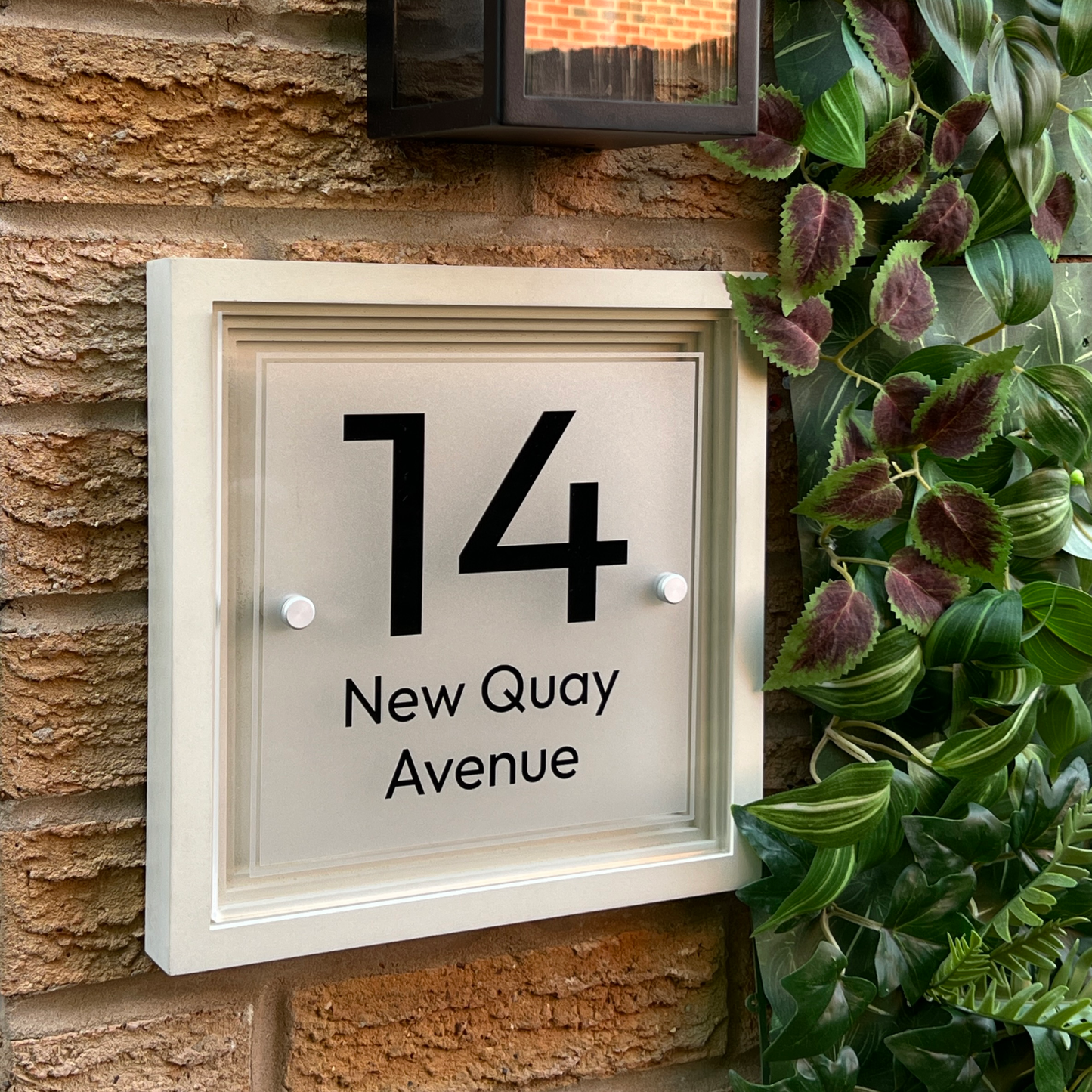 Signature Blocus | Personalised Designer House Sign with Acrylic Front & Portland Stone Coffered Back